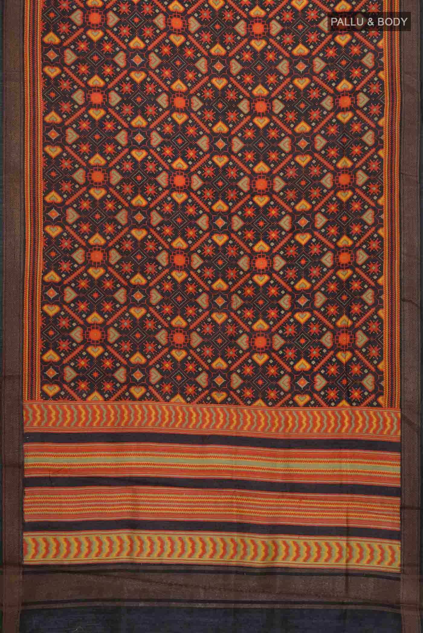 Black Bhagalpuri Tussar Silk Saree - Image 3