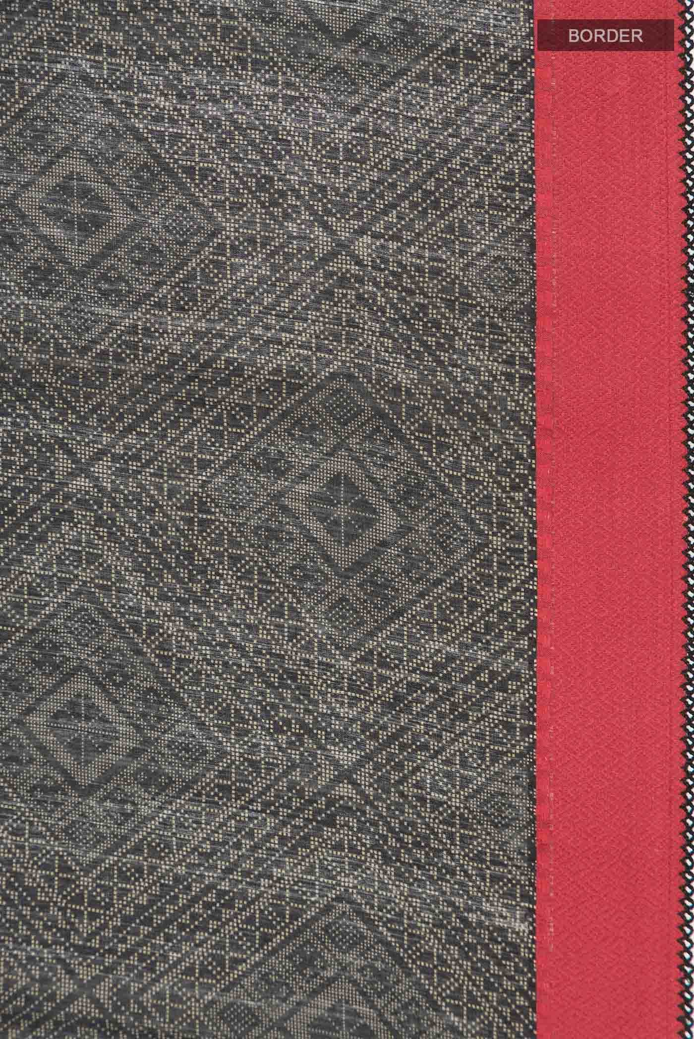 Black Bhagalpuri Tussar Silk Saree - Image 4
