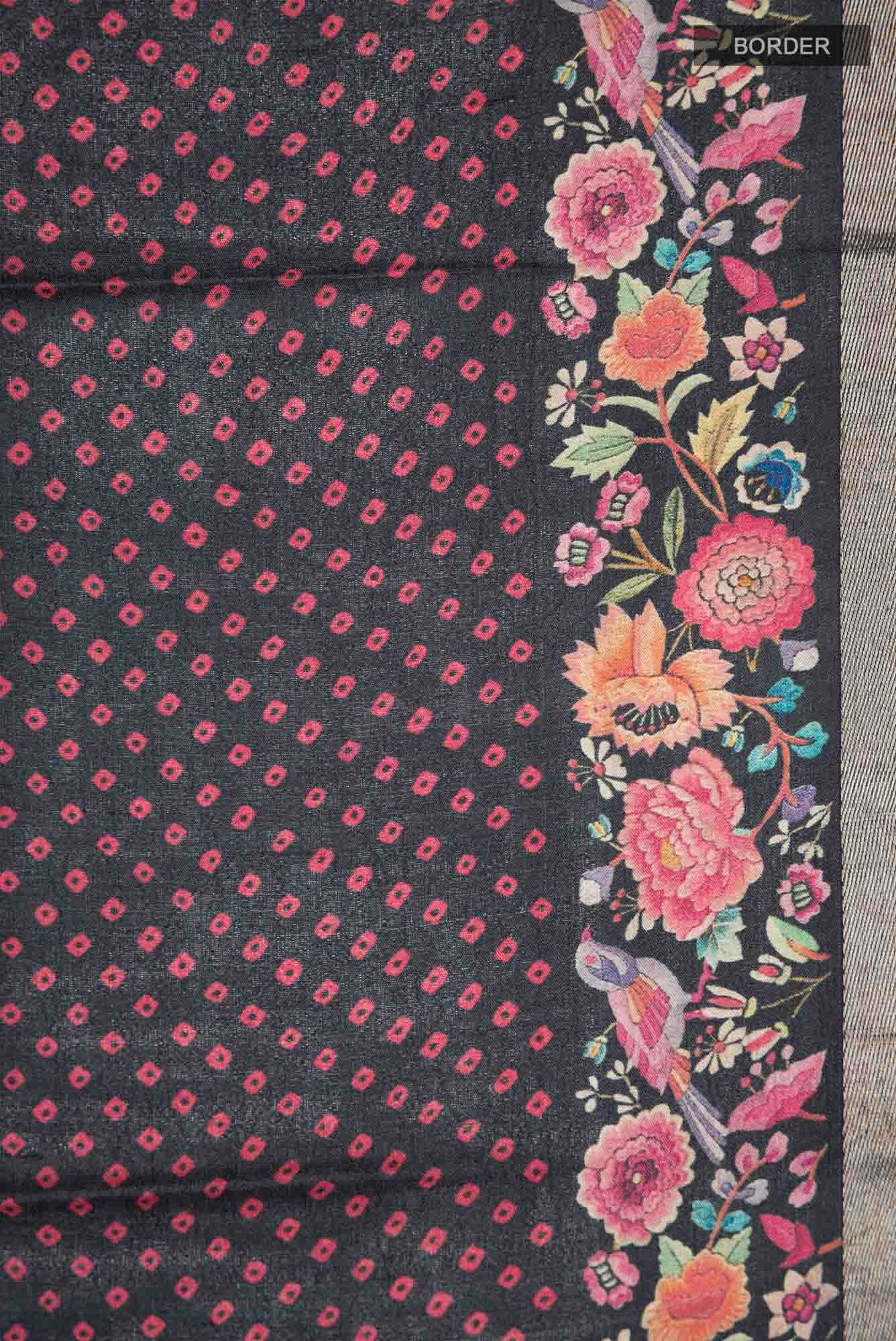 Black Bhagalpuri Tussar Silk Saree - Image 5