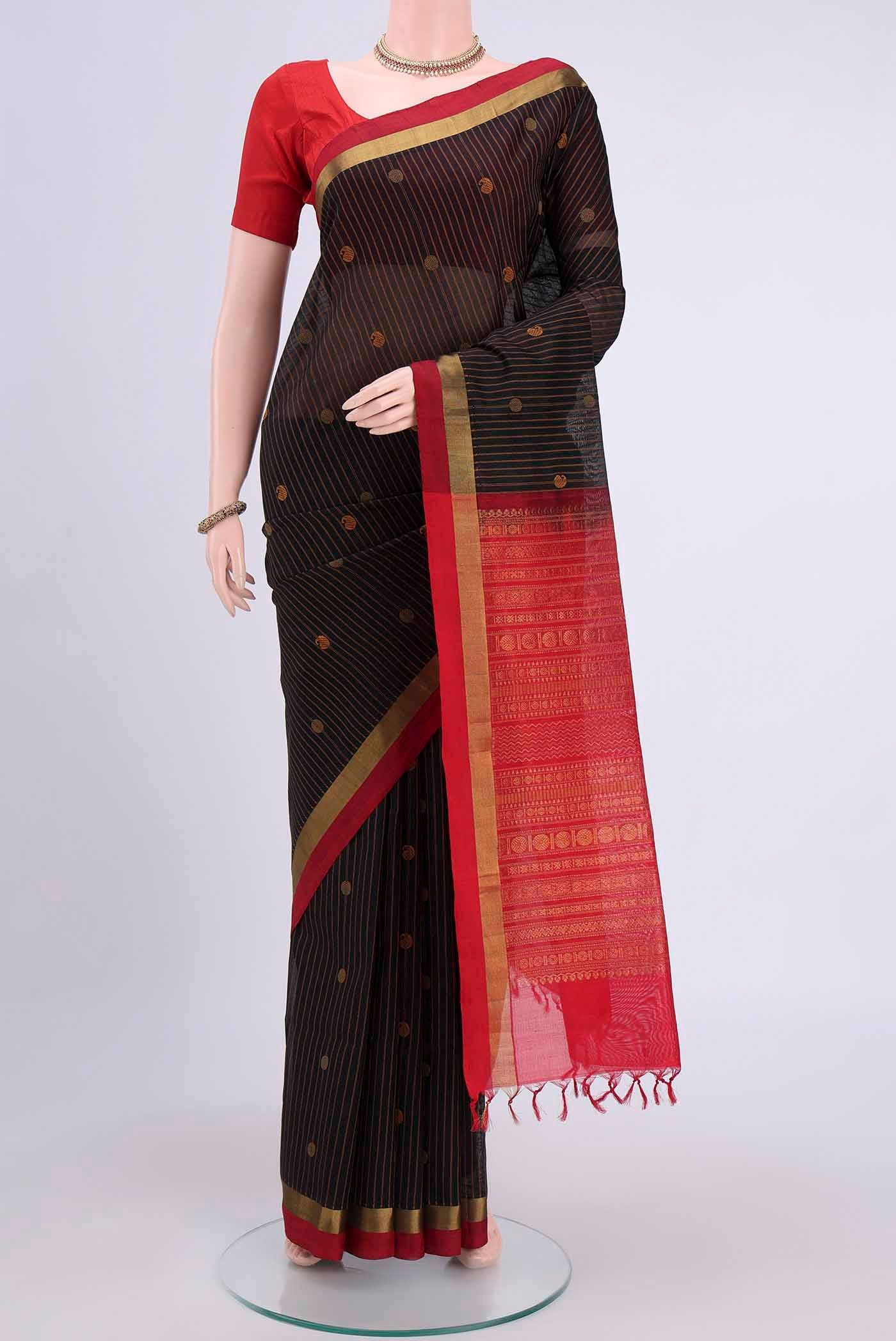 Black Coimbatore Silk Cotton Saree
