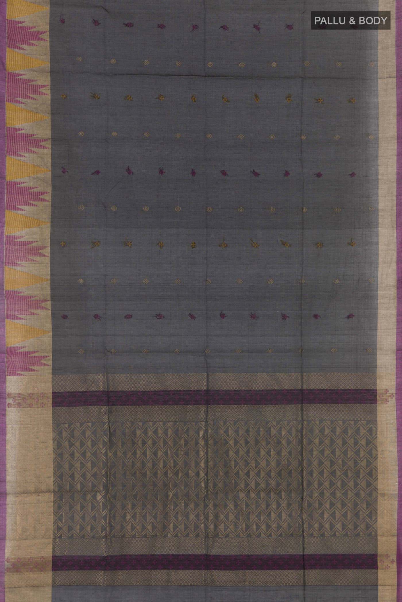 Black Silk Cotton Saree - Image 5