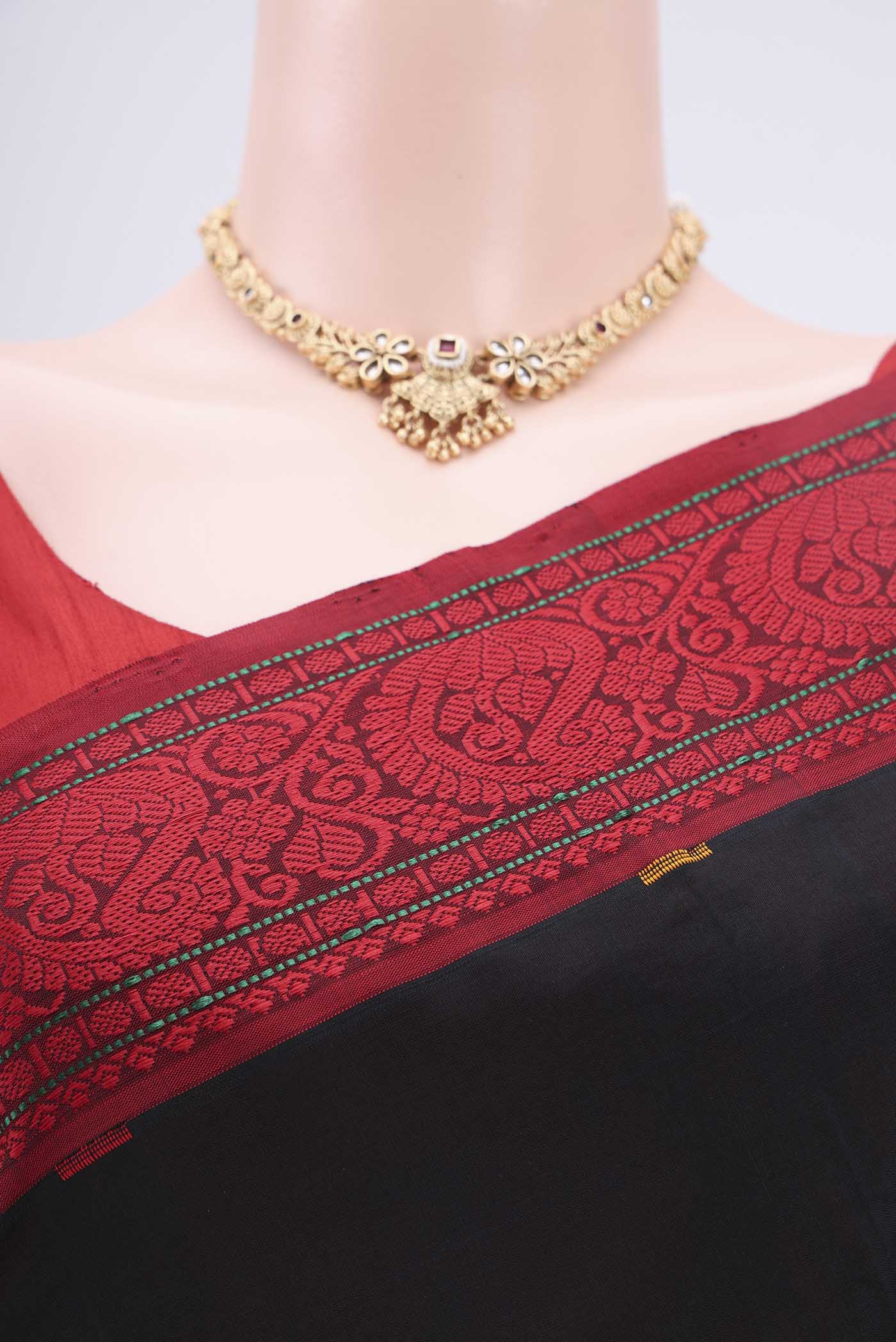 Black Blended Poly Cotton Saree - Image 2
