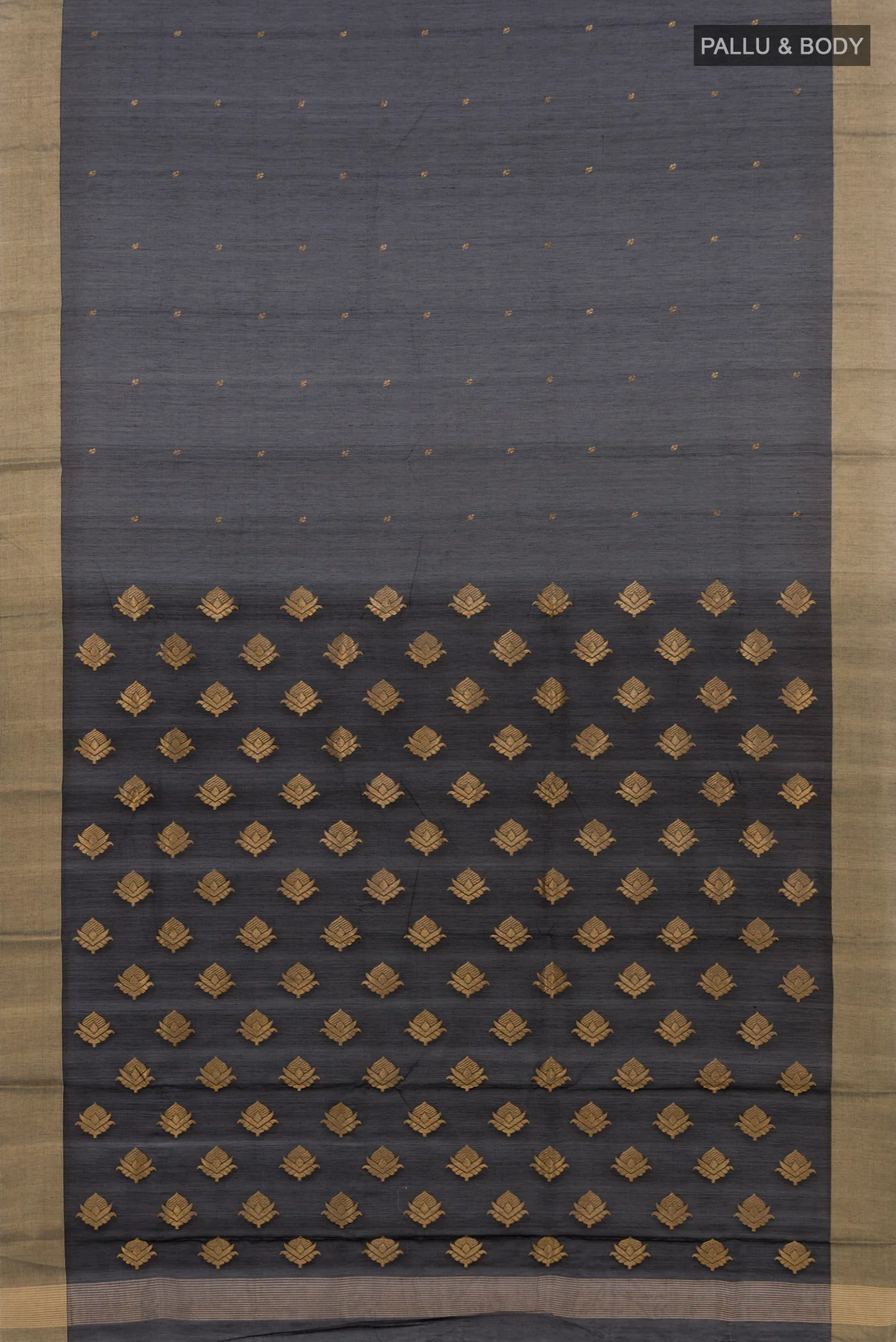 Black Chanderi Silk Cotton Saree - Image 5