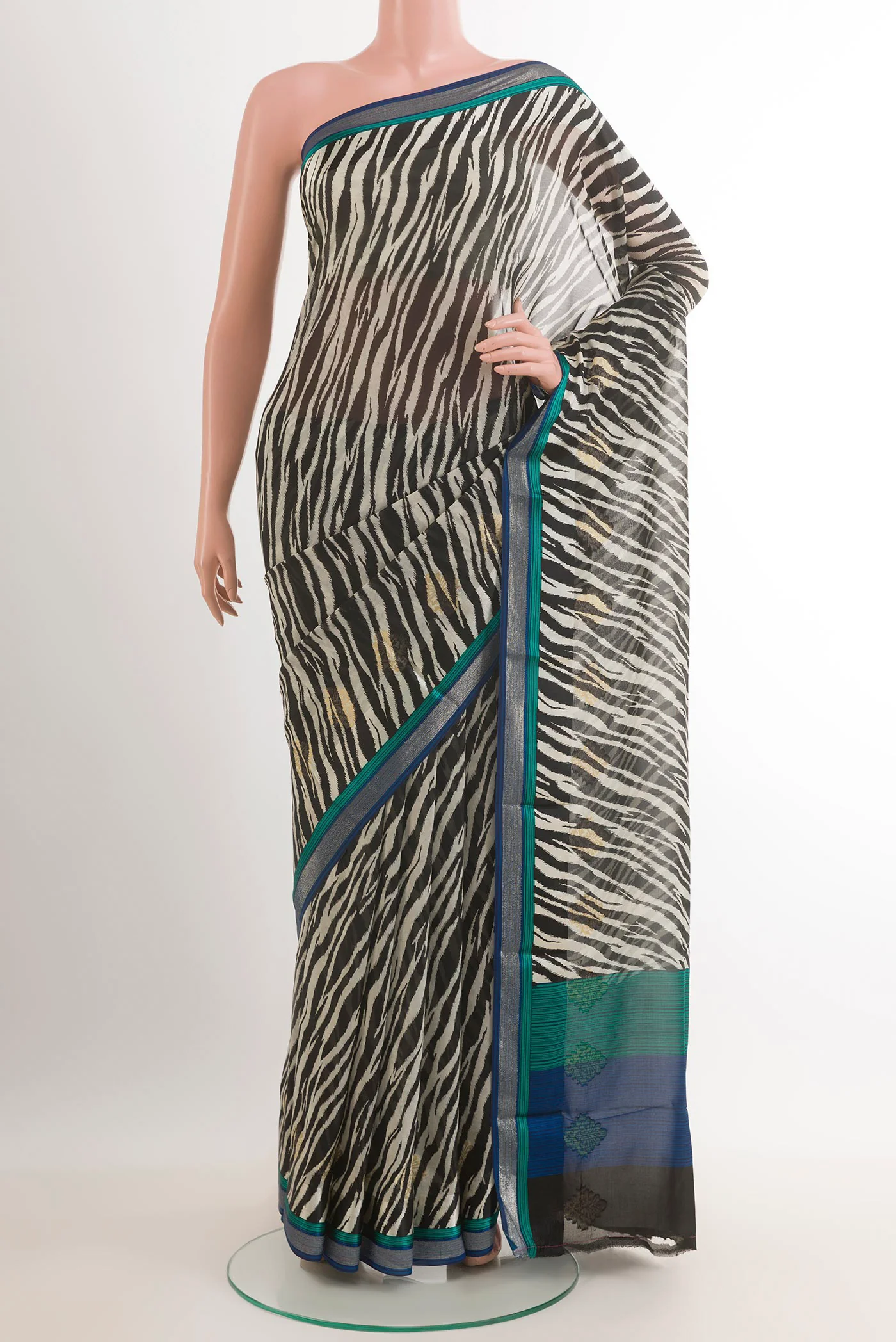 Black Mysore Chiffon Saree