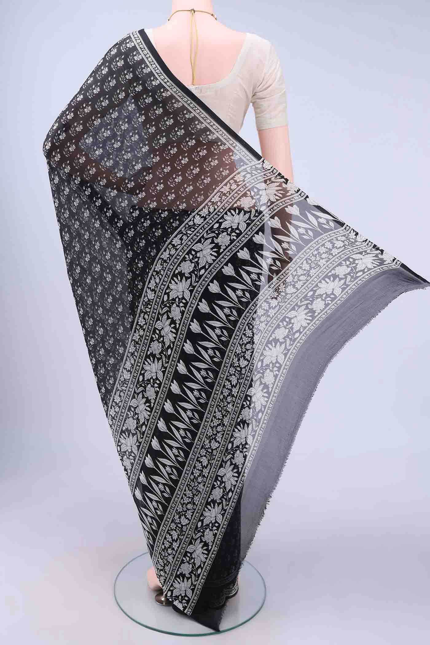 Black Chiffon Saree - Image 2