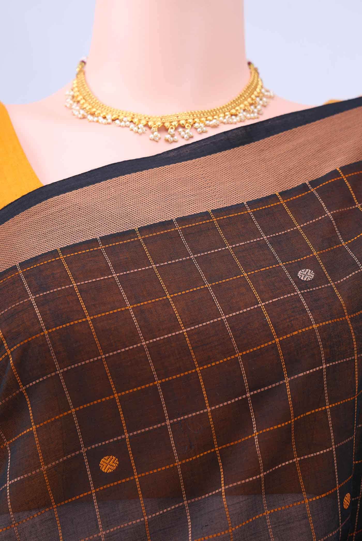 Black Coimbatore Cotton Saree - Image 3