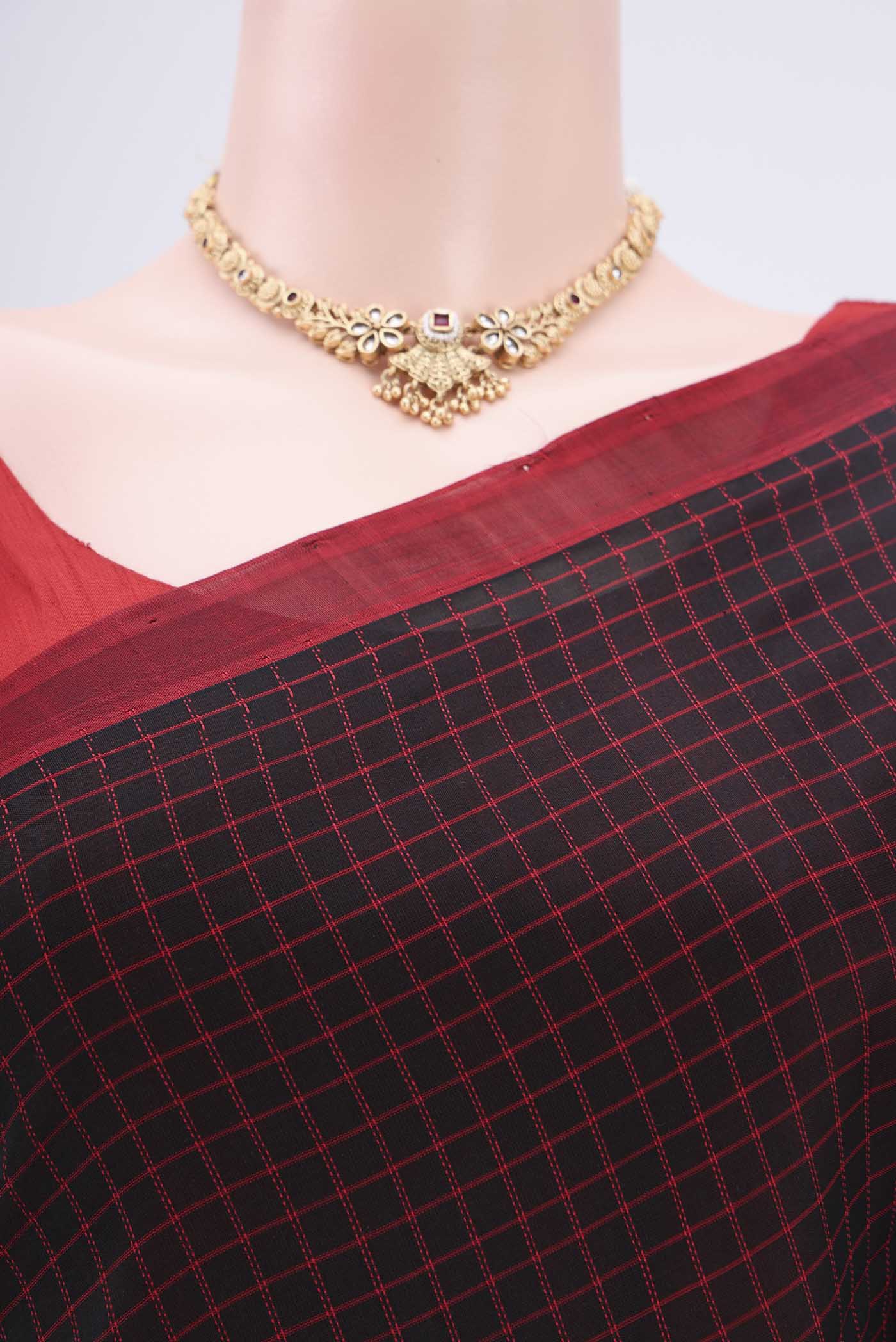 Black Coimbatore Silk Cotton Saree - Image 2