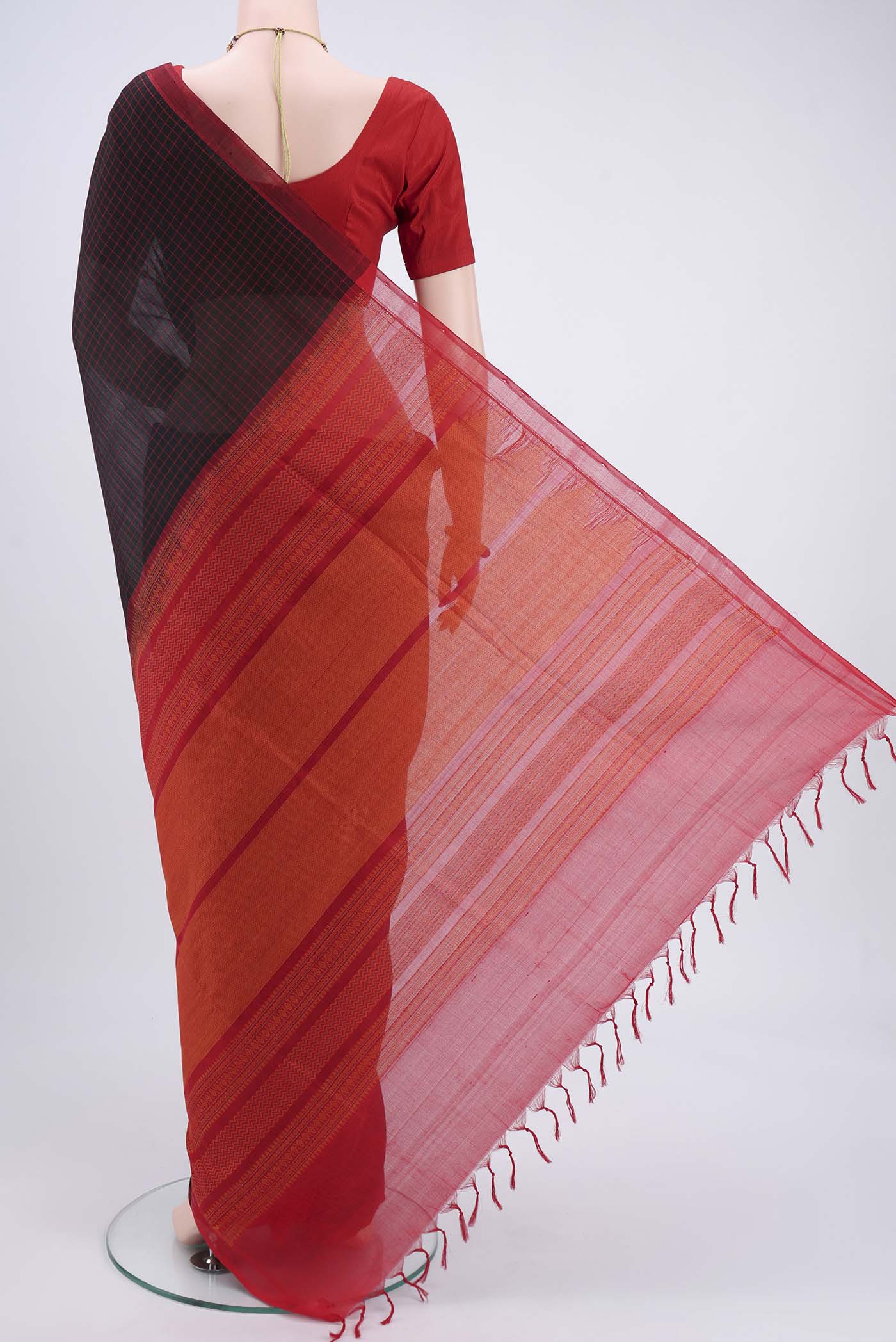 Black Coimbatore Silk Cotton Saree - Image 3