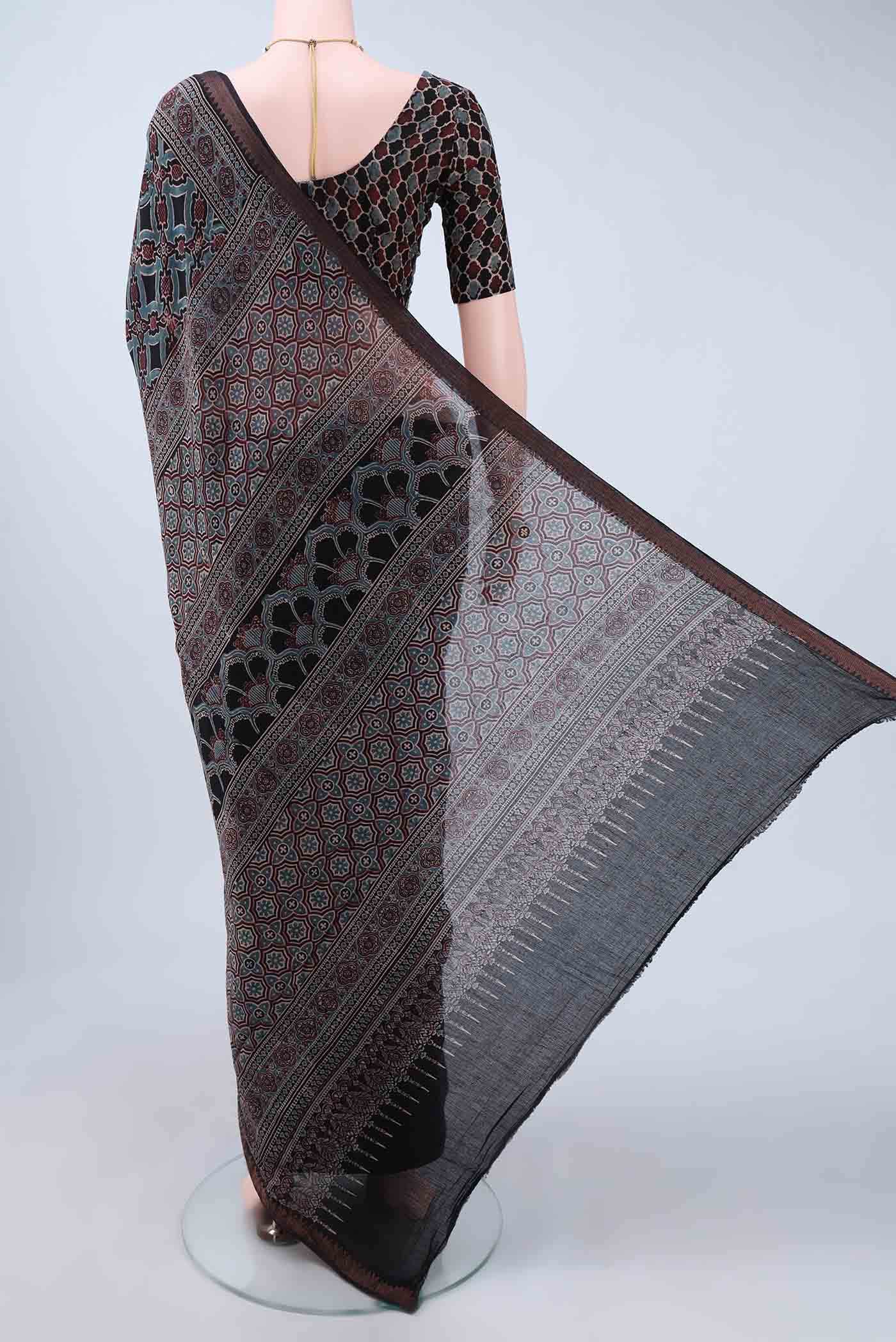 Black Cotton Saree - Image 2