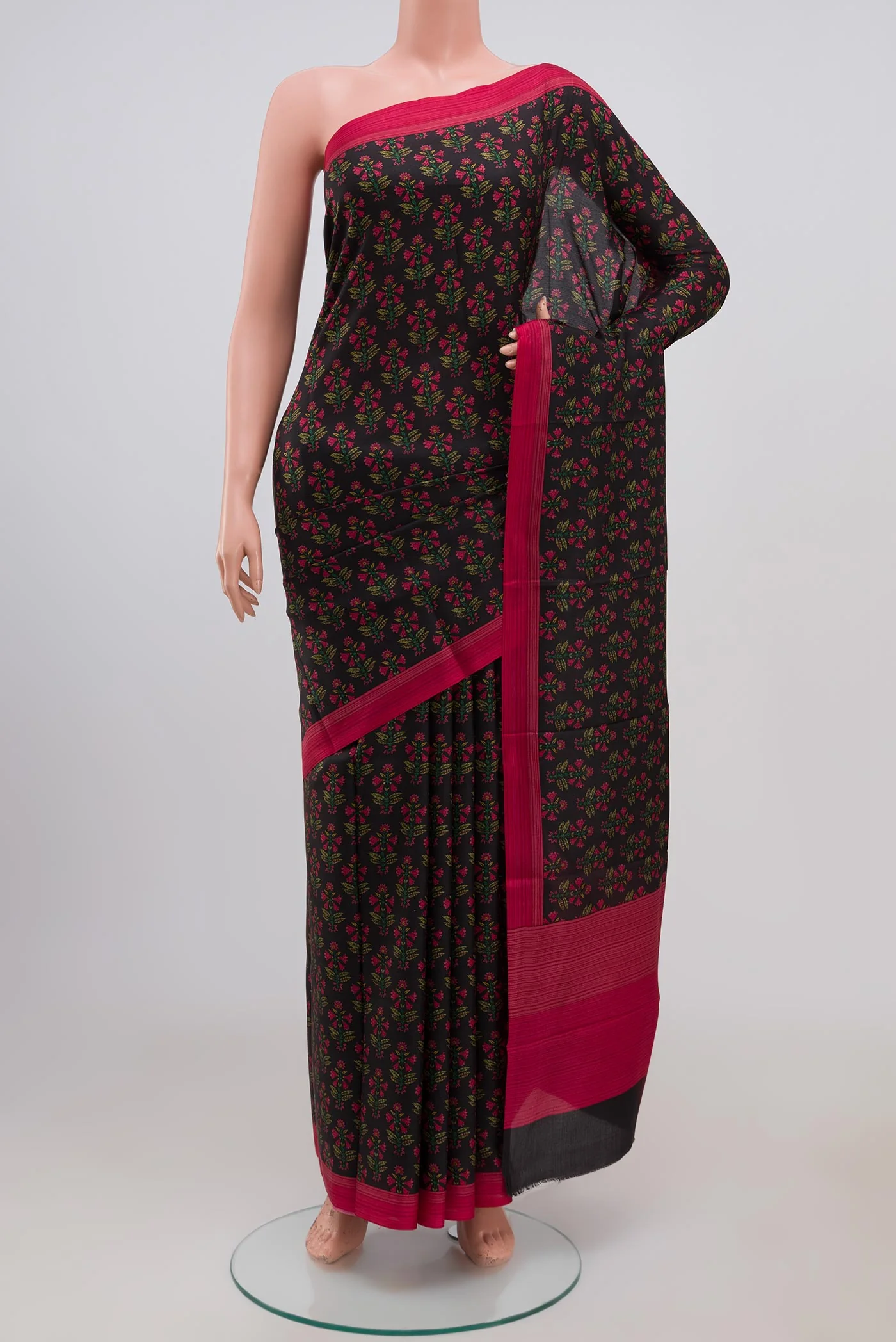 Black Printed Silk Saree
