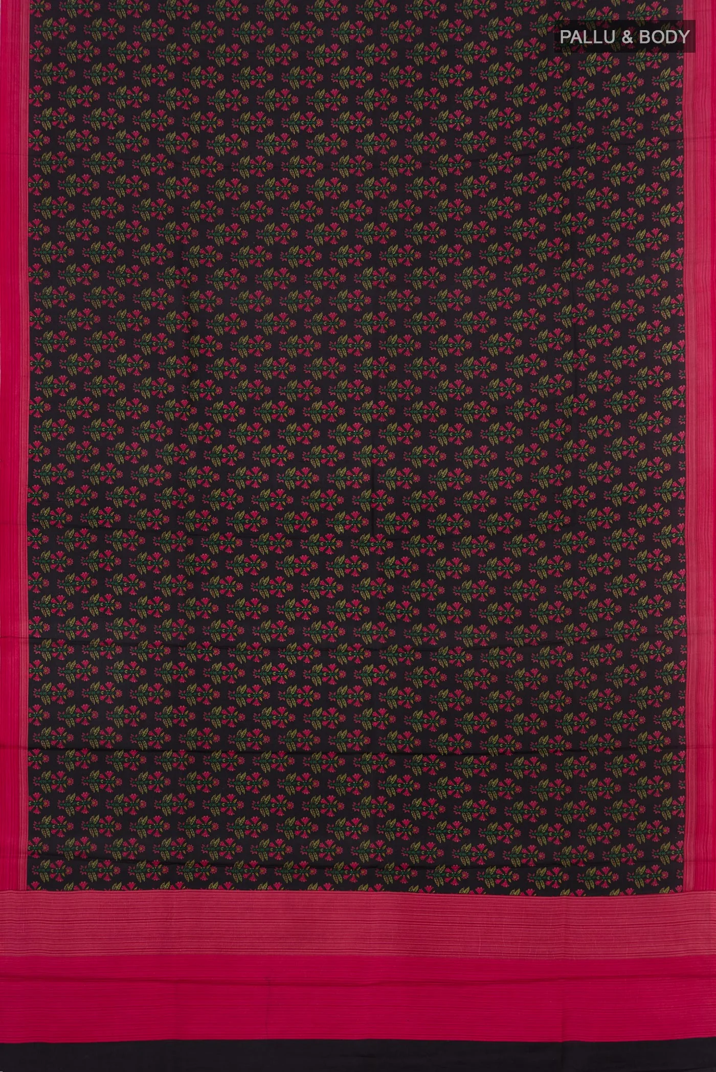Black Printed Silk Saree - Image 5