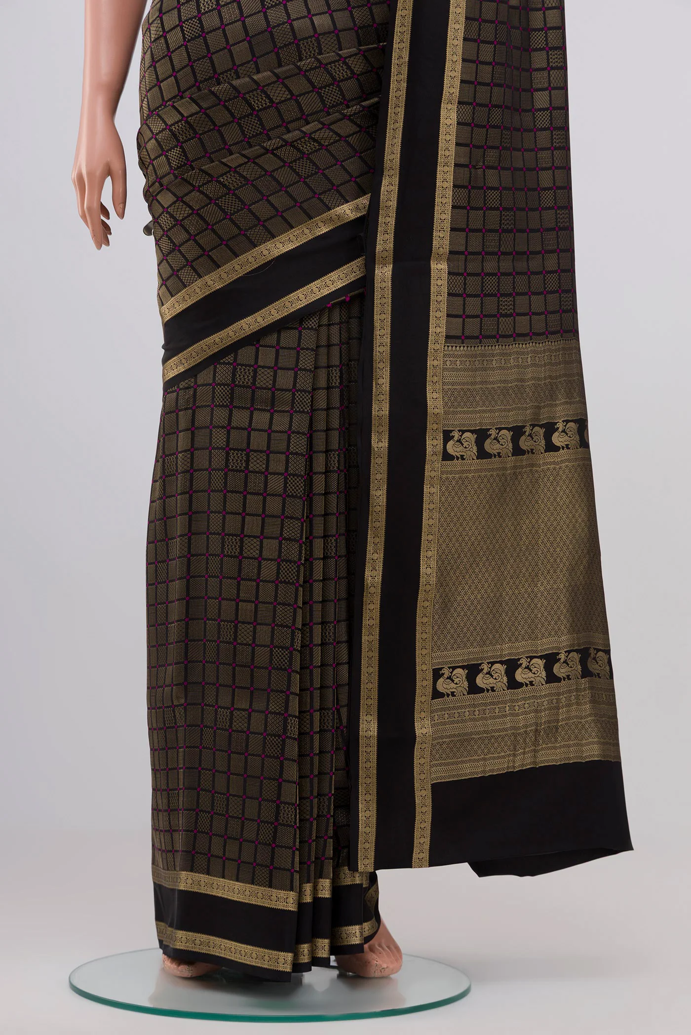 Black Mysore Crepe Saree - Image 3
