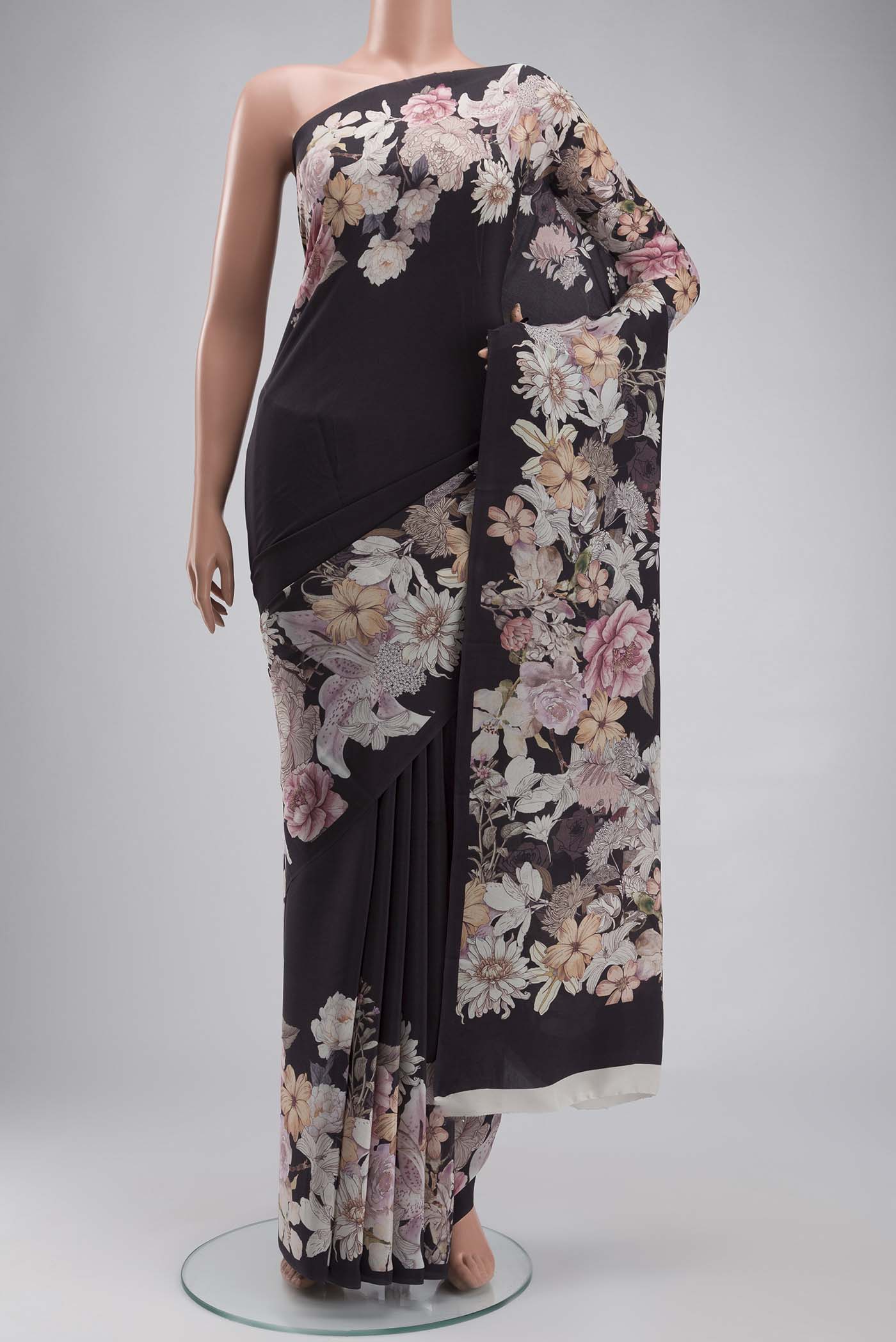 Black Crepe Saree