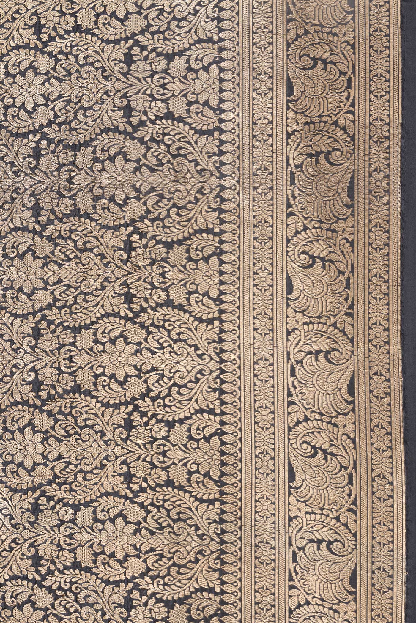Black Banarasi Silk Saree - Image 3