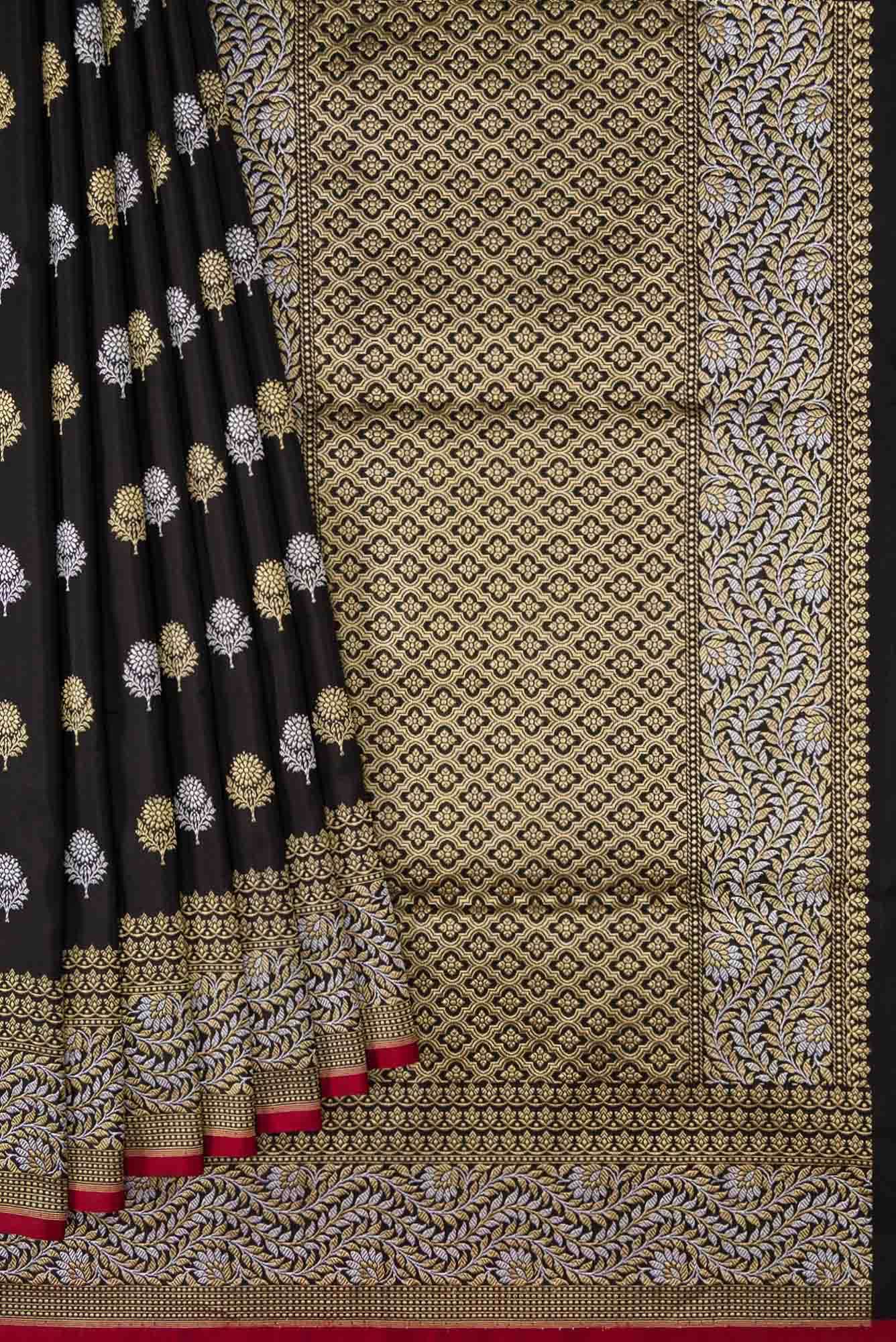 Black Dual Tone Banarasi Silk Saree - Image 2