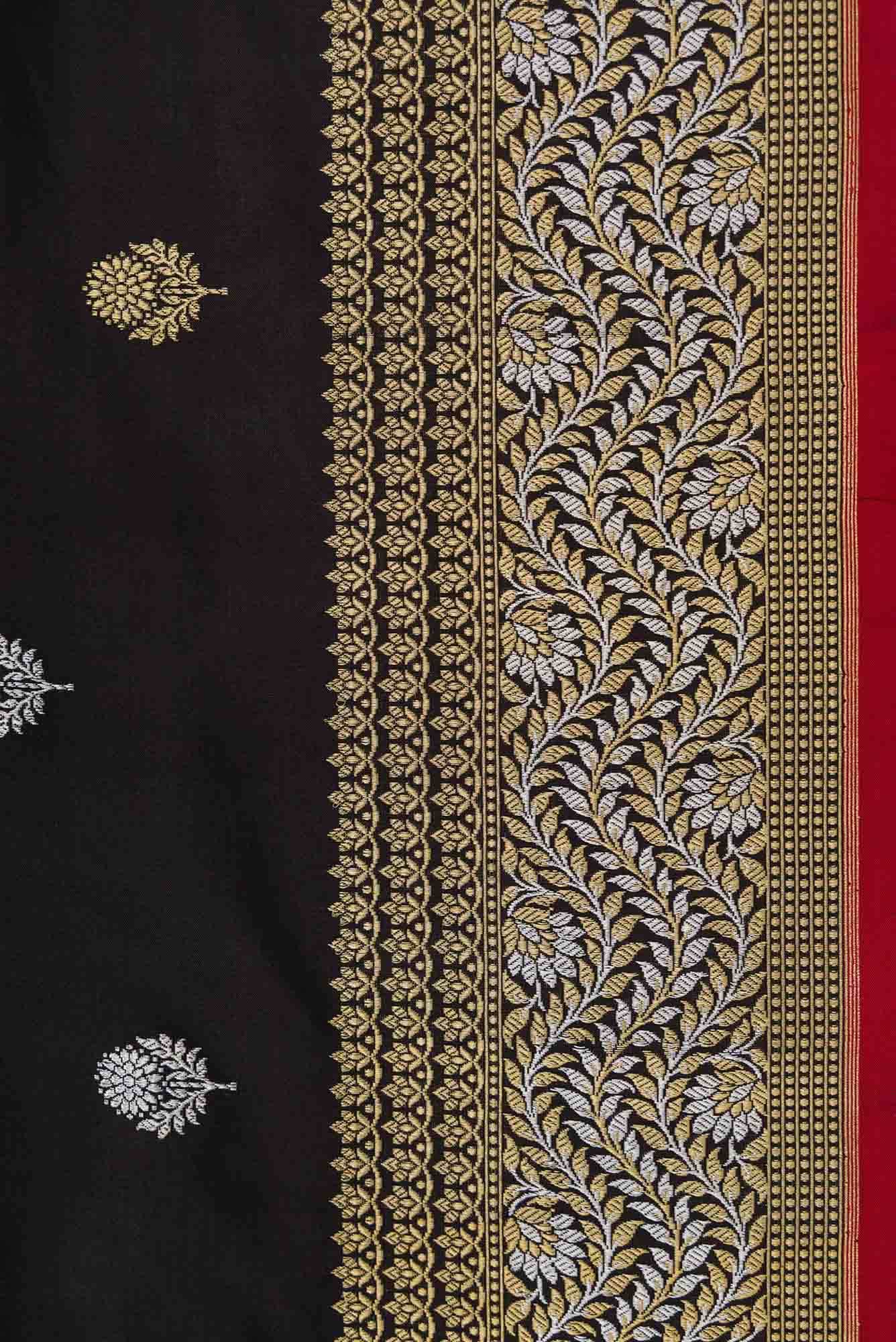 Black Dual Tone Banarasi Silk Saree - Image 5