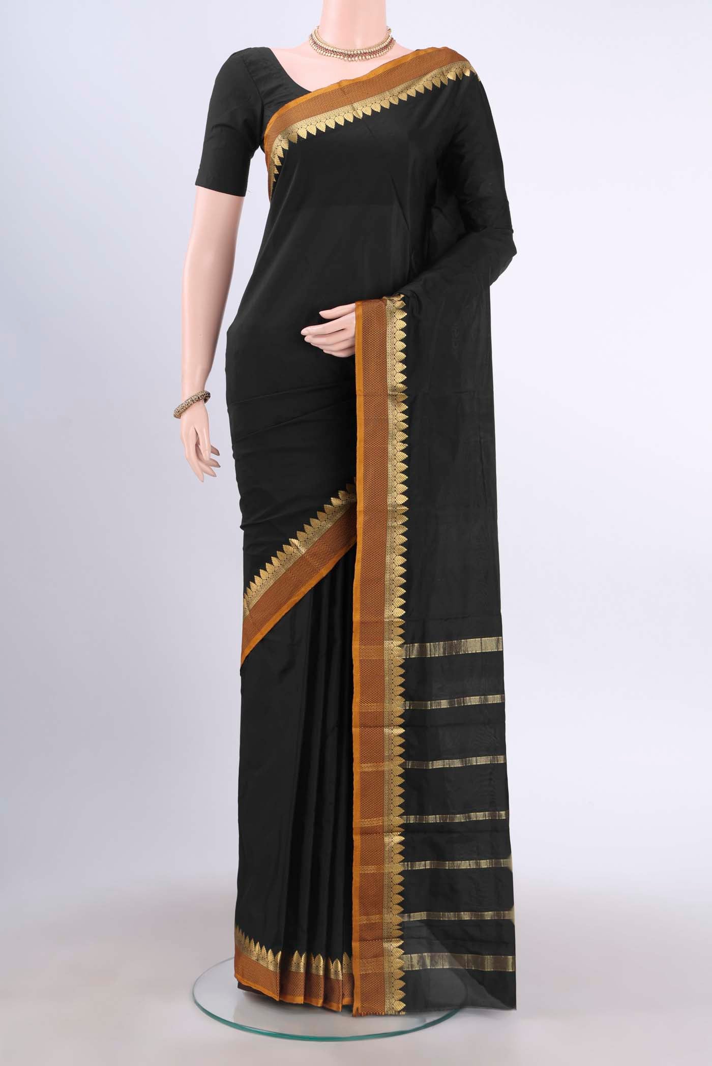 Black Dual Tone Blended Bangalore Silk Saree