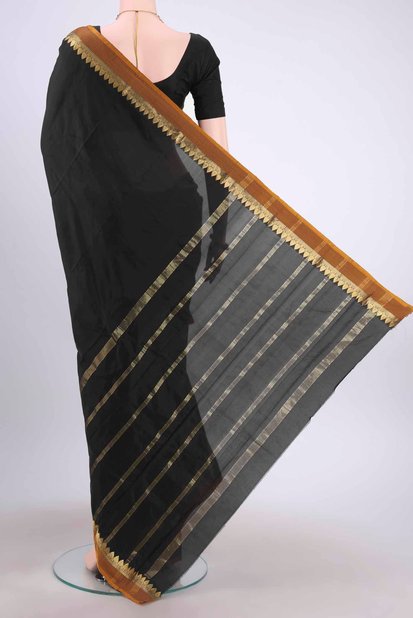 Black Dual Tone Blended Bangalore Silk Saree - Image 3