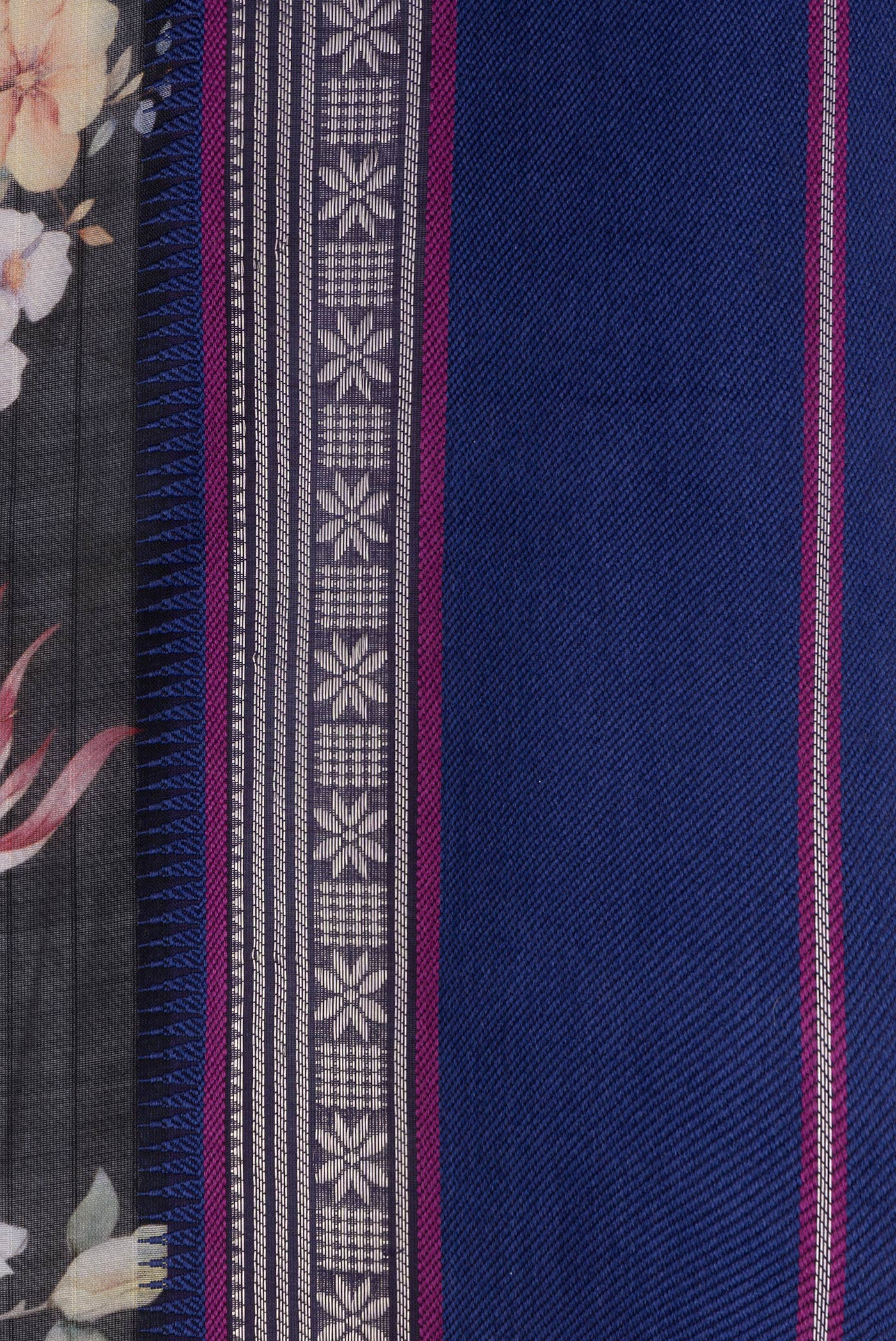 Black Chanderi Silk Cotton Saree - Image 3
