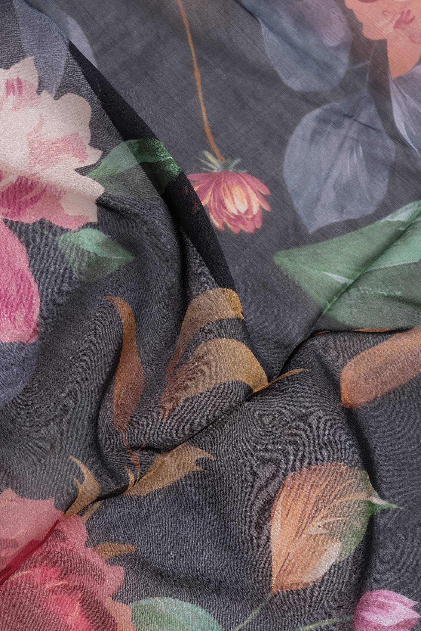 Black Mysore Chiffon Saree - Image 2