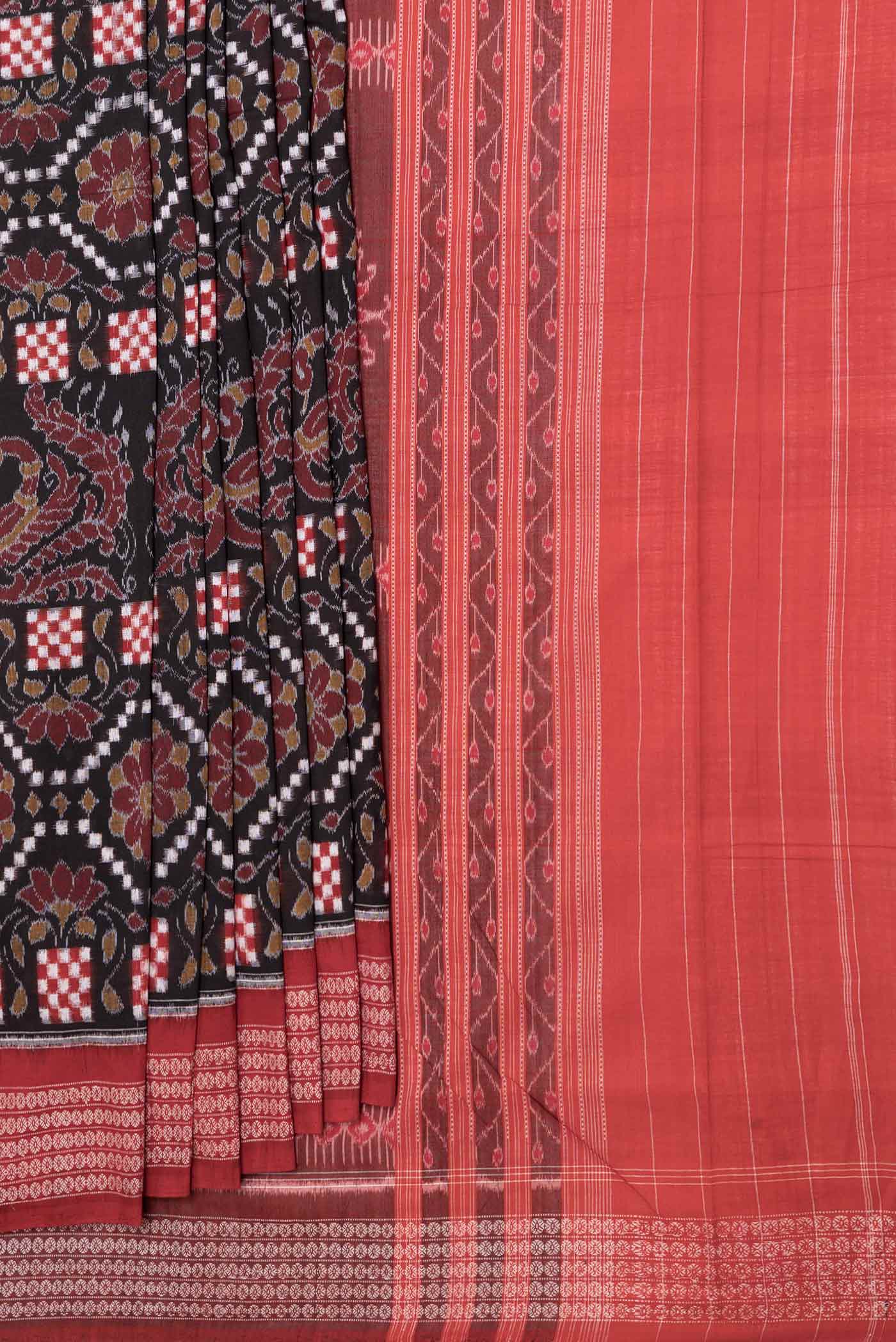 Black Dual Tone Double Ikat Saree - Image 4