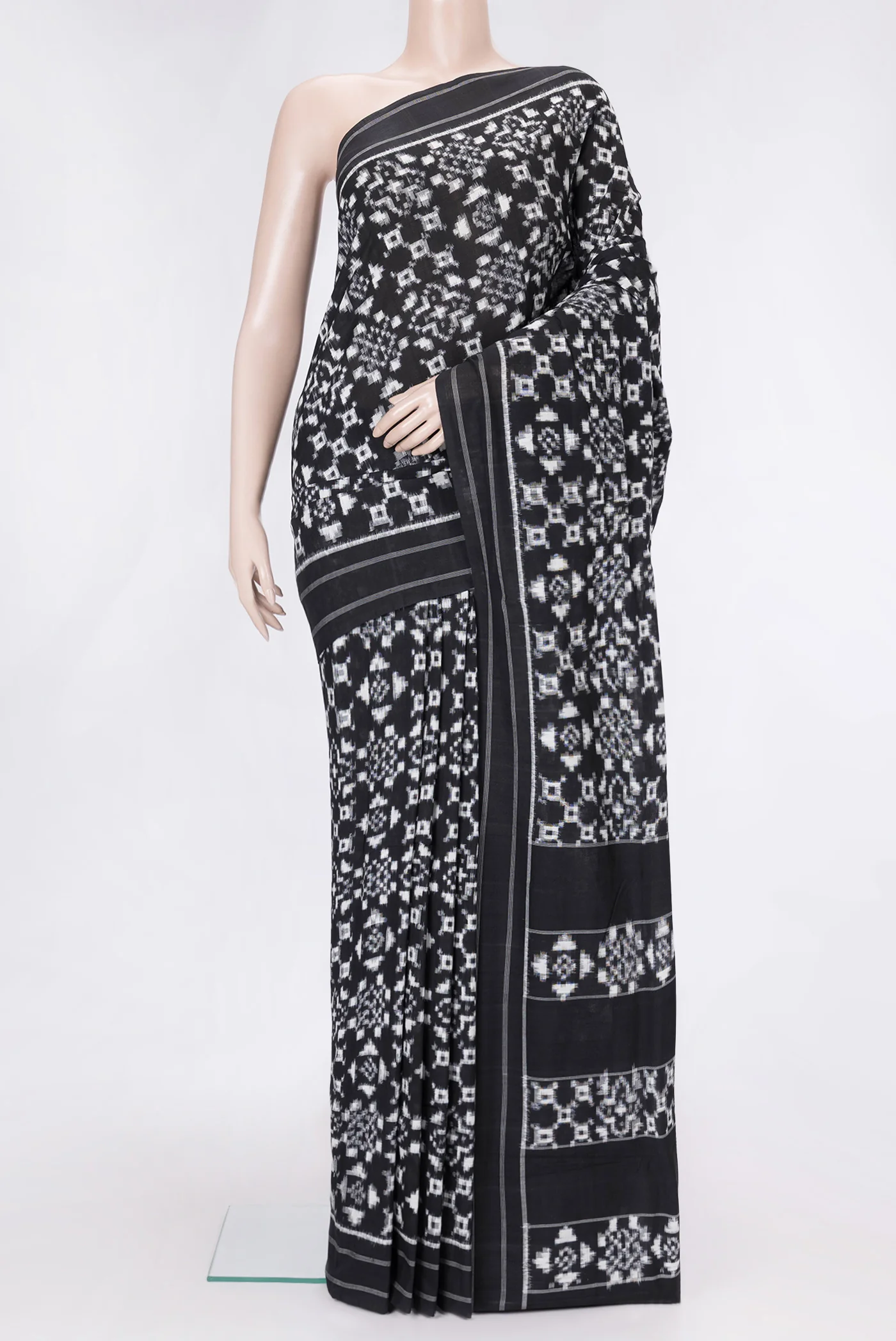 Black Pochampally Cotton Saree