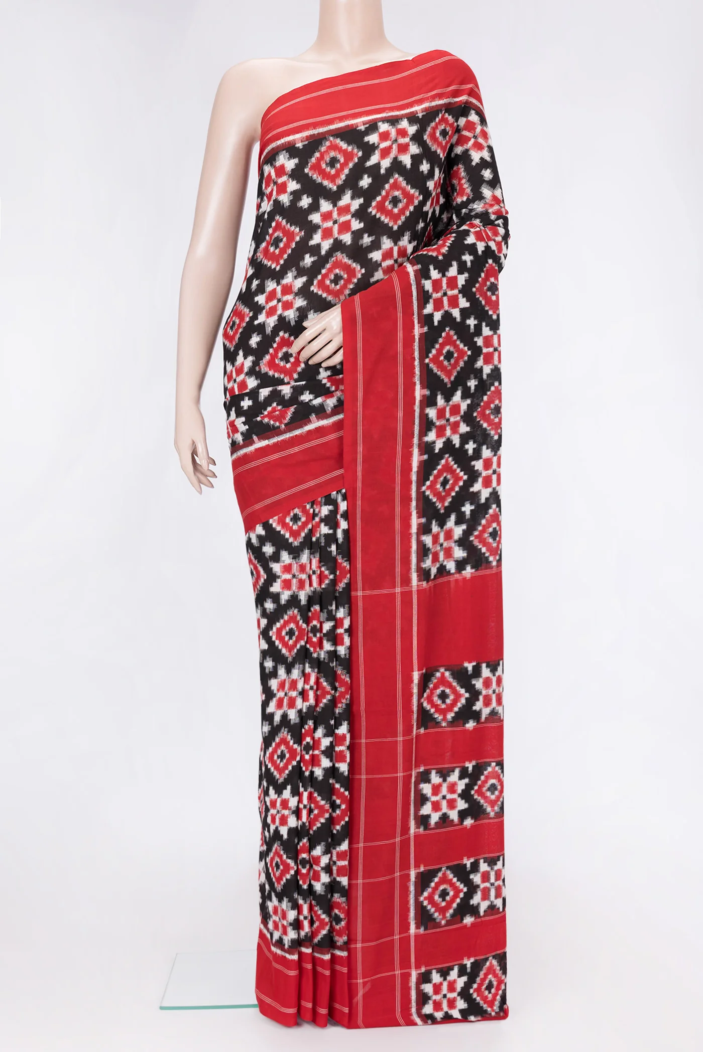Black Pochampally Cotton Saree
