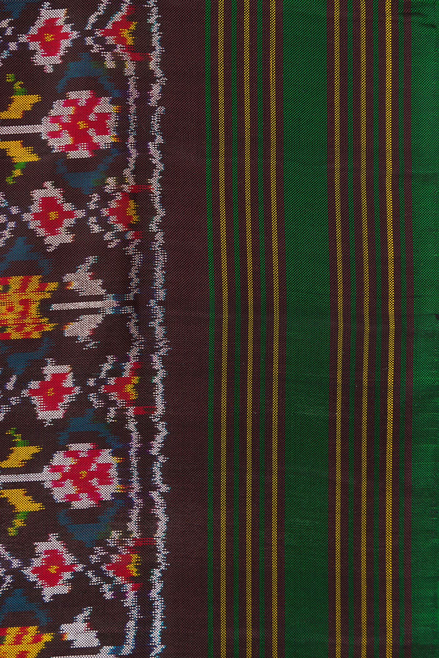 Coffee Brown Double Ikat Saree - Image 3