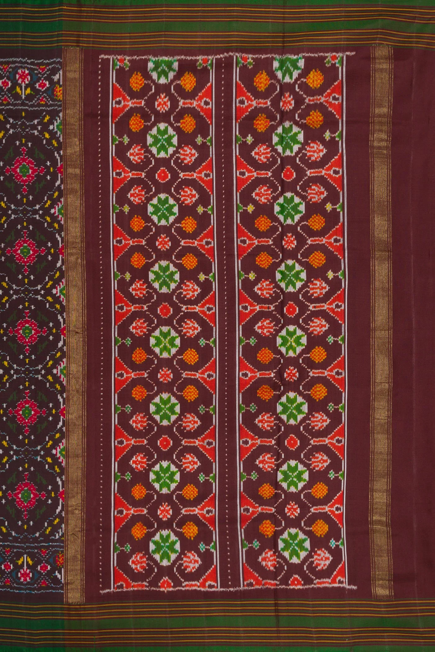 Coffee Brown Double Ikat Saree - Image 7
