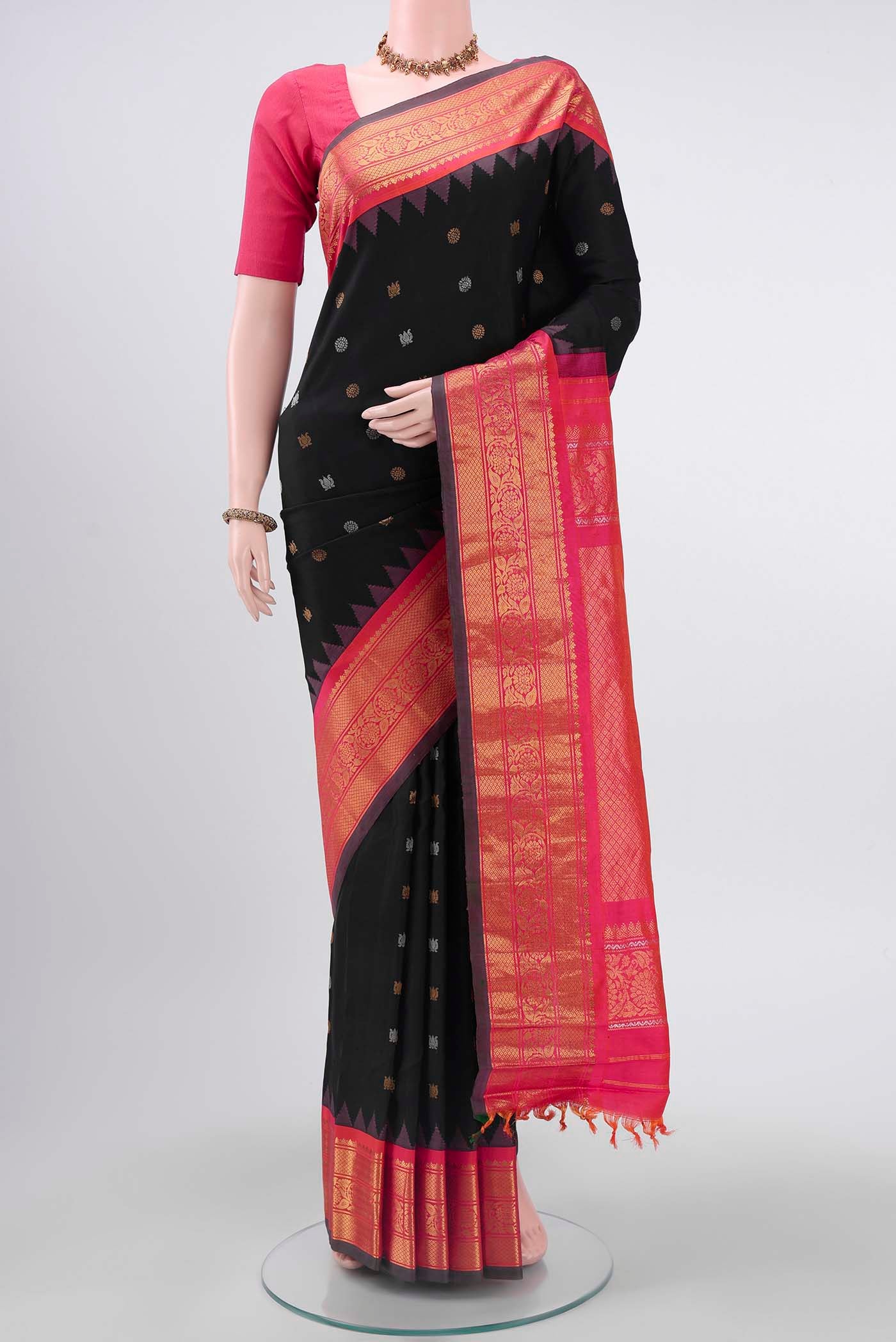 Black Dual Tone Gadwal Silk Saree