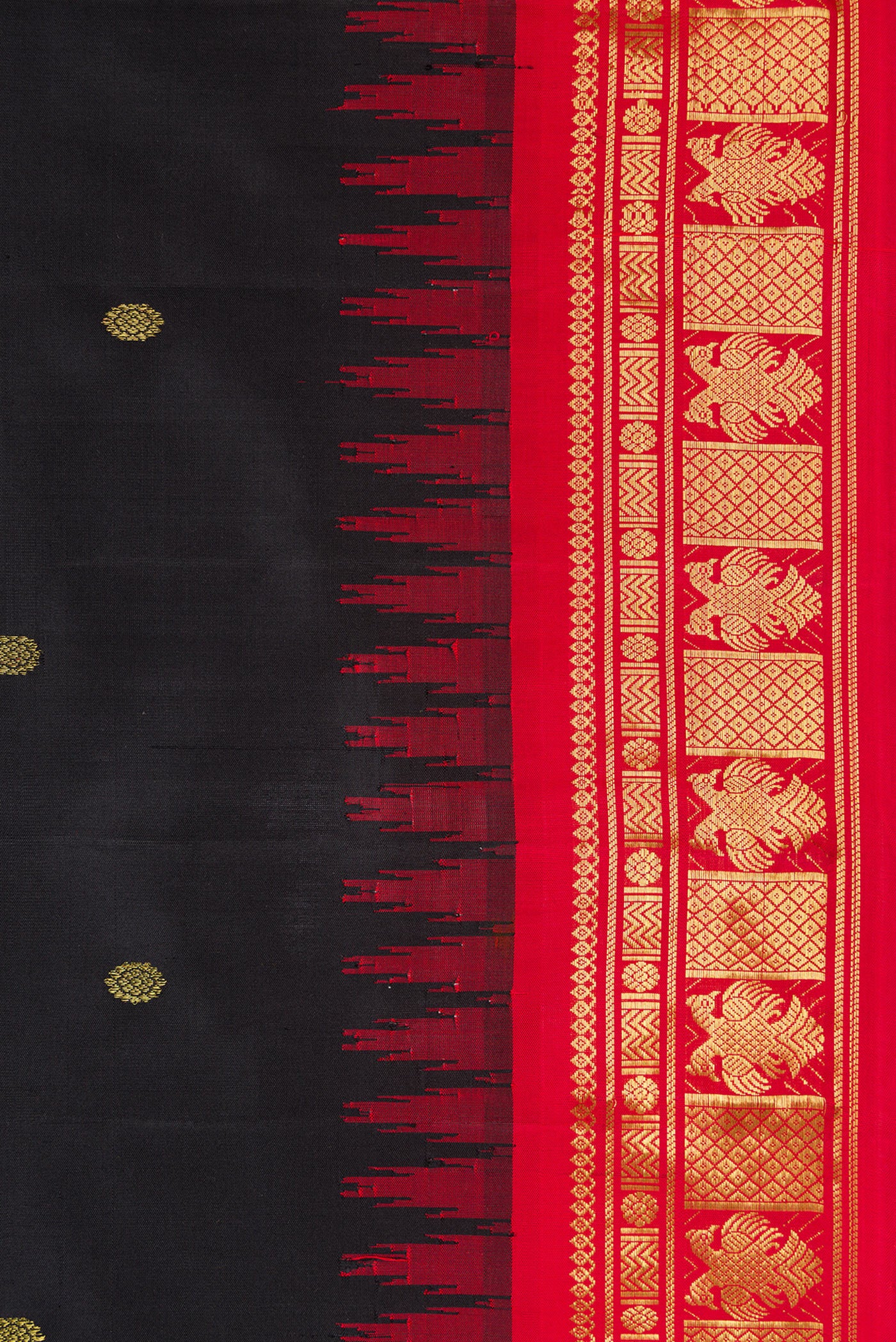 Black Dual Tone Gadwal Silk Saree - Image 3