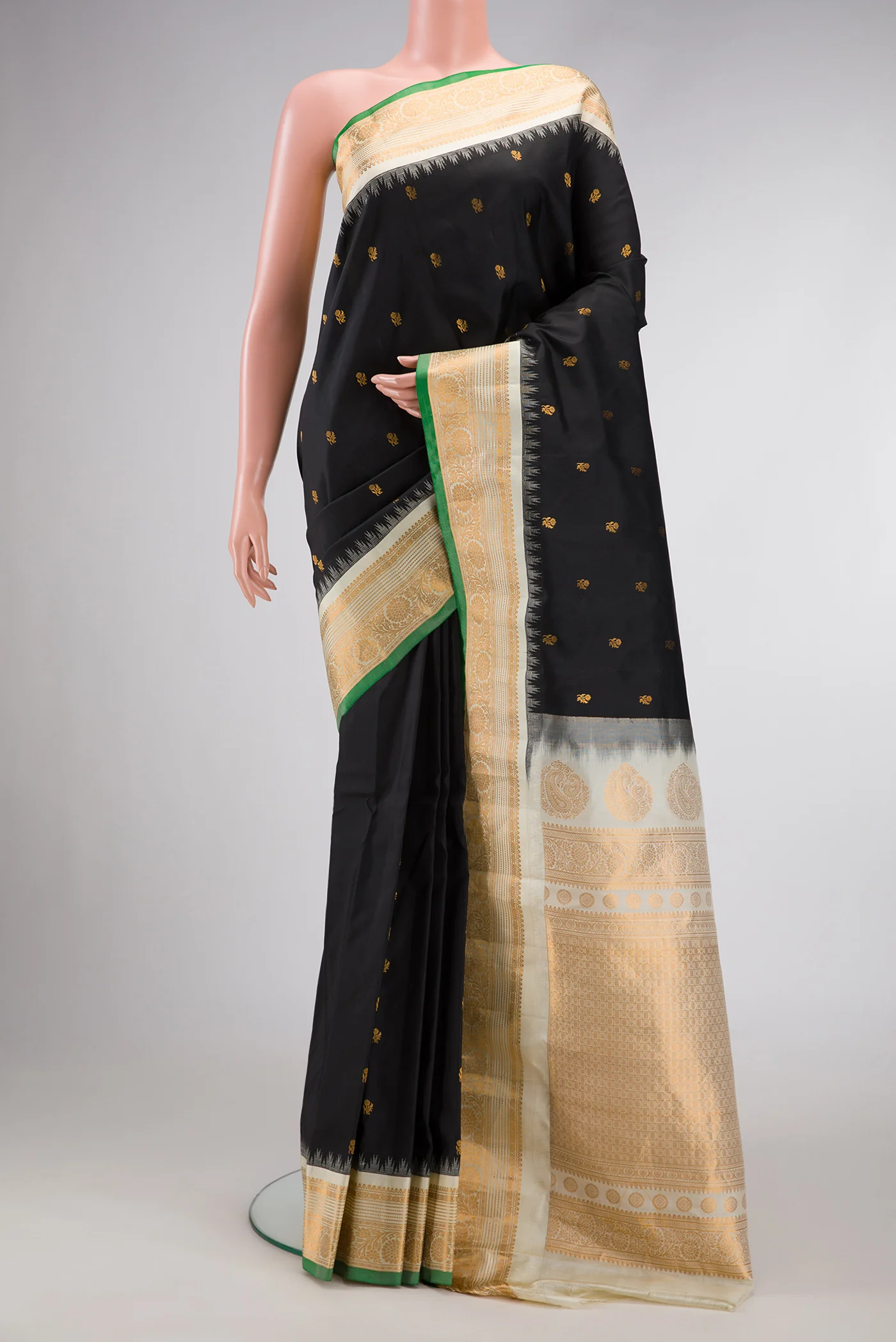 Black Gadwal Silk Saree