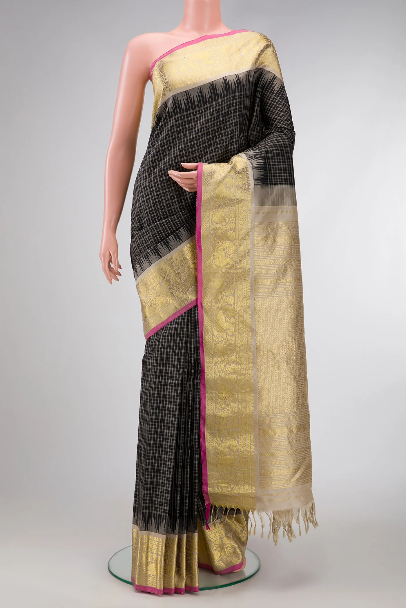 Black Gadwal Silk Saree