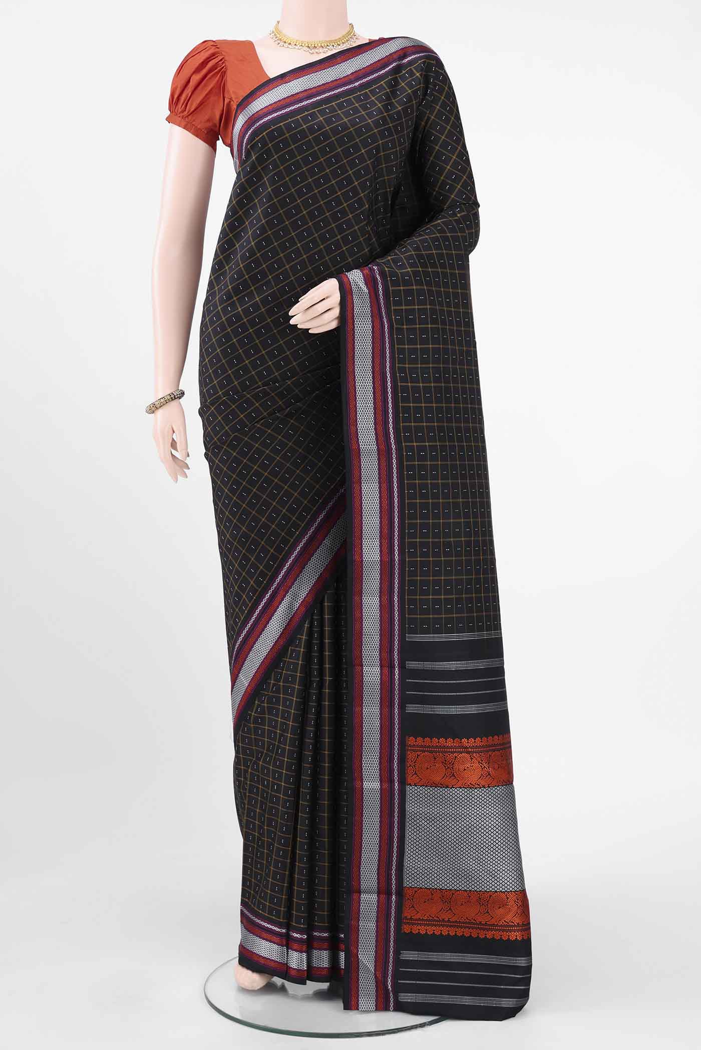 Black Dual Tone Kanchipuram Saree