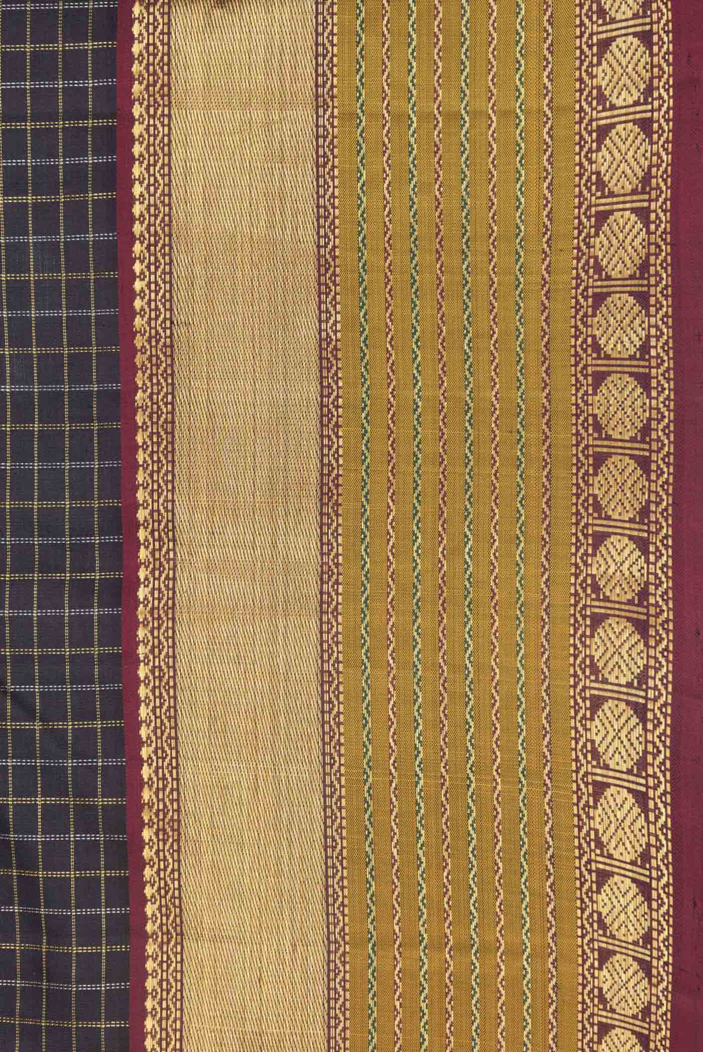 Black Dual Tone Kanchipuram Saree - Image 3