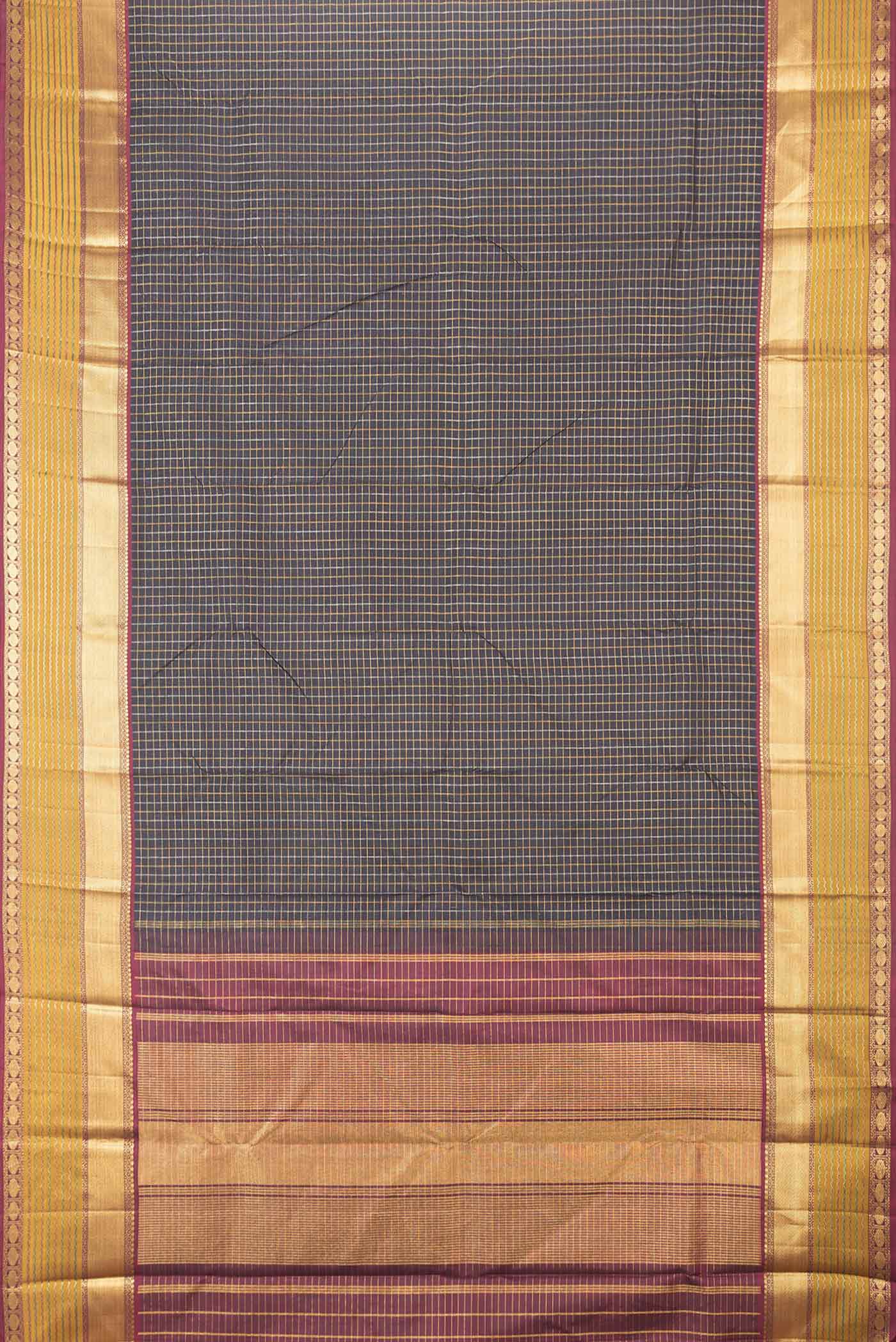 Black Dual Tone Kanchipuram Saree - Image 6