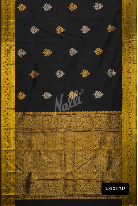 Black Dual Tone Kanchipuram Silk Saree