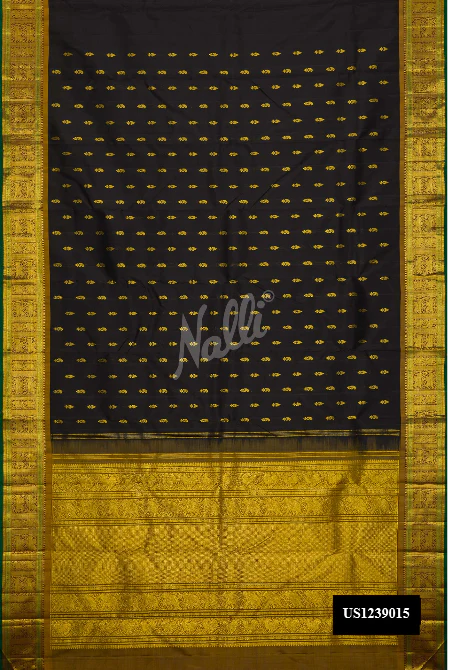 Black Dual Tone Kanchipuram Silk Saree