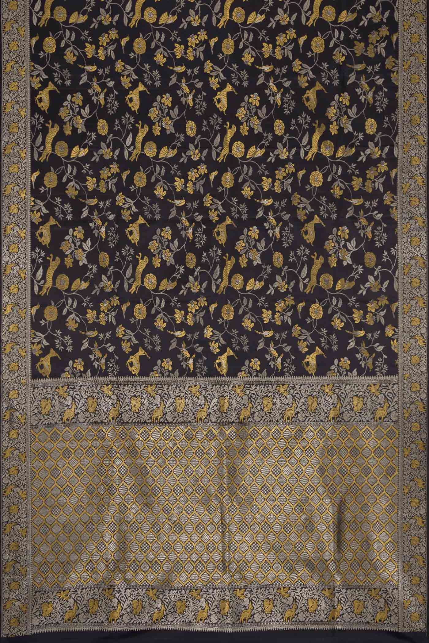 Black Dual Tone Kanjivaram Silk Saree - Image 6
