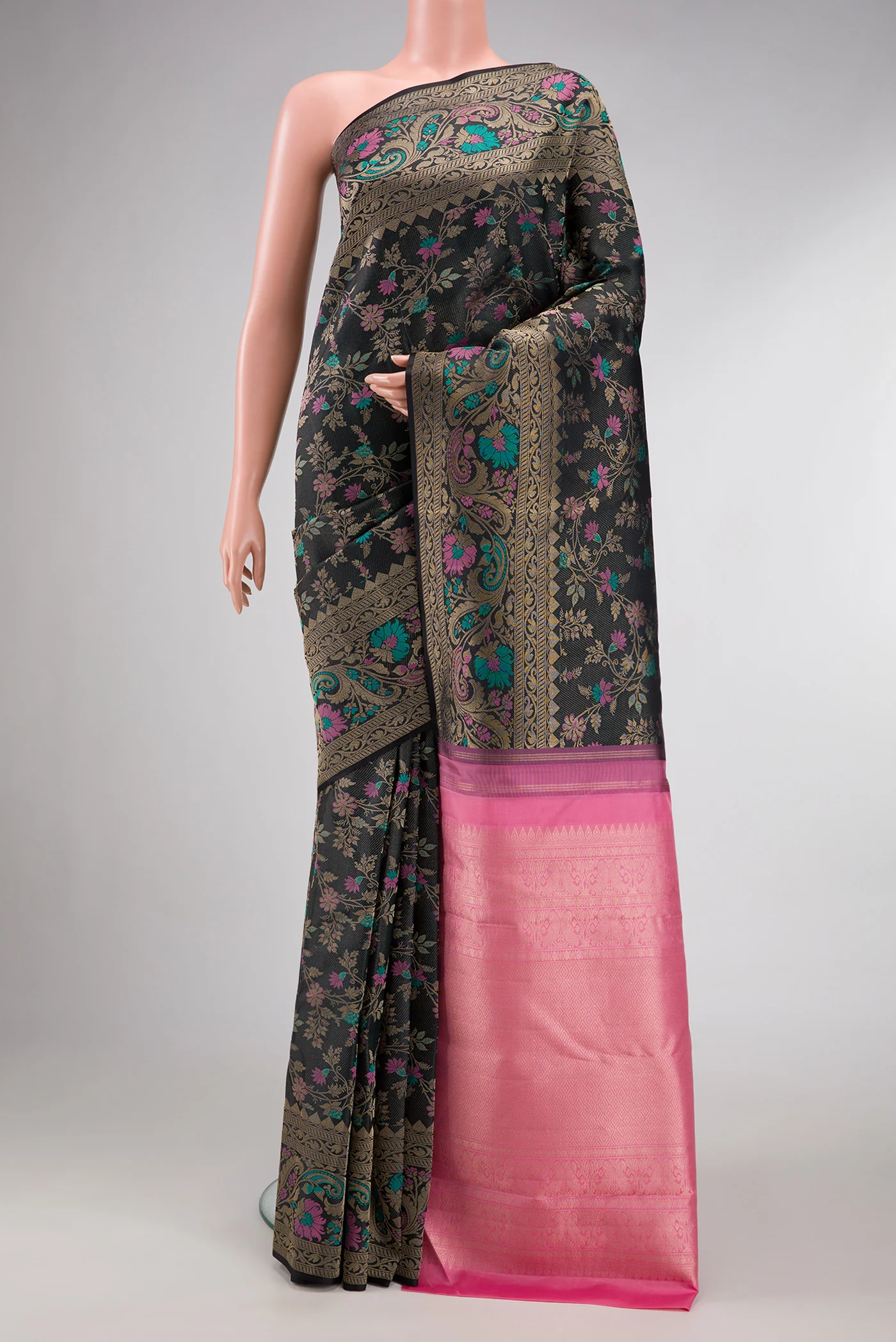 Black Kanchipuram Silk Saree