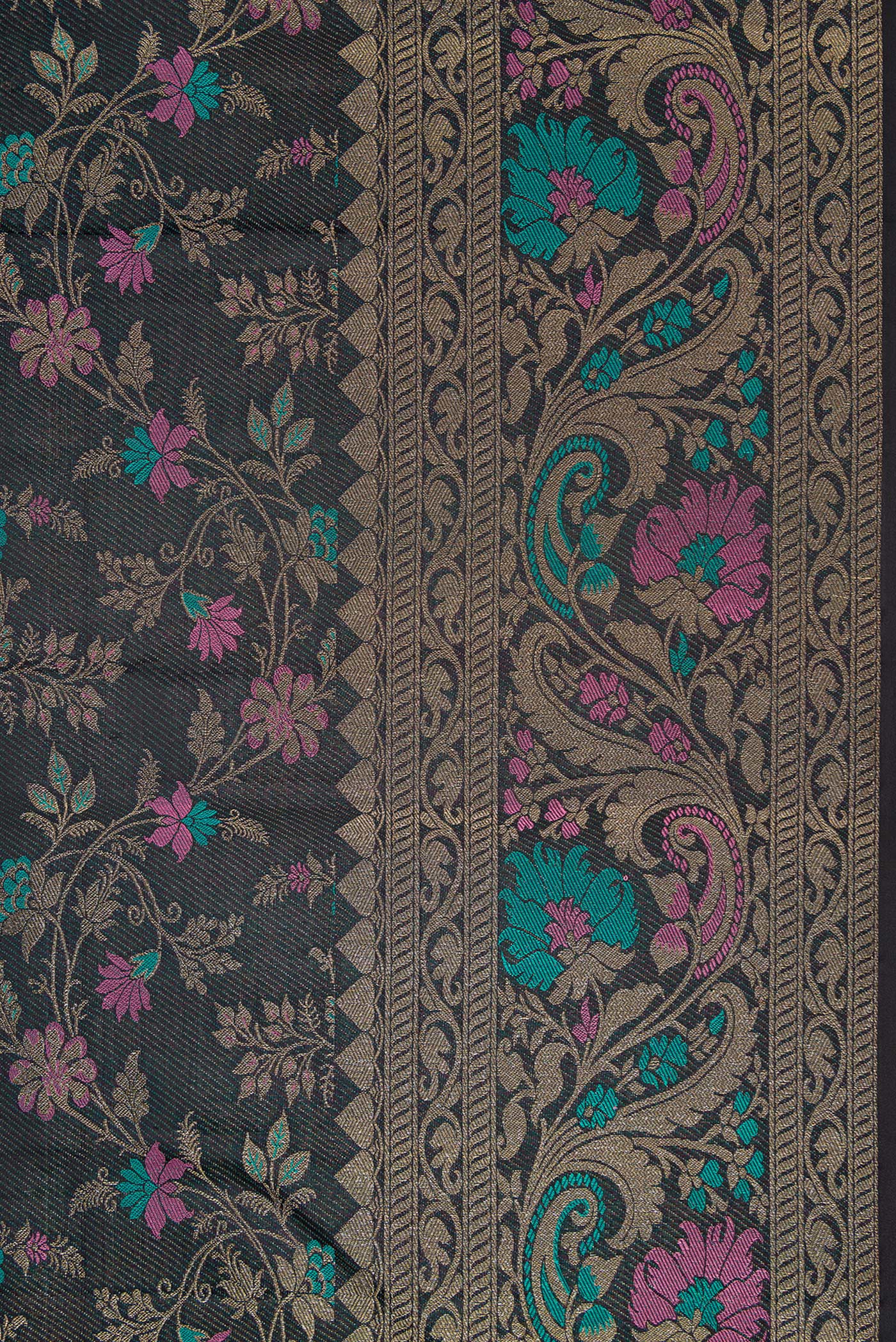 Black Kanchipuram Silk Saree - Image 3