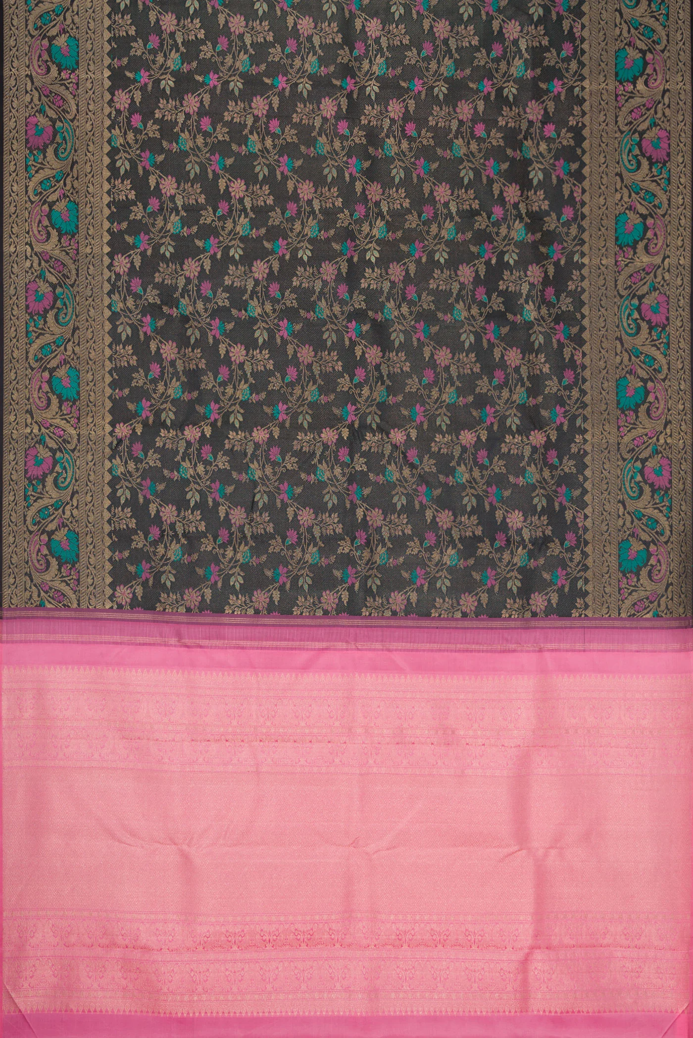 Black Kanchipuram Silk Saree - Image 6