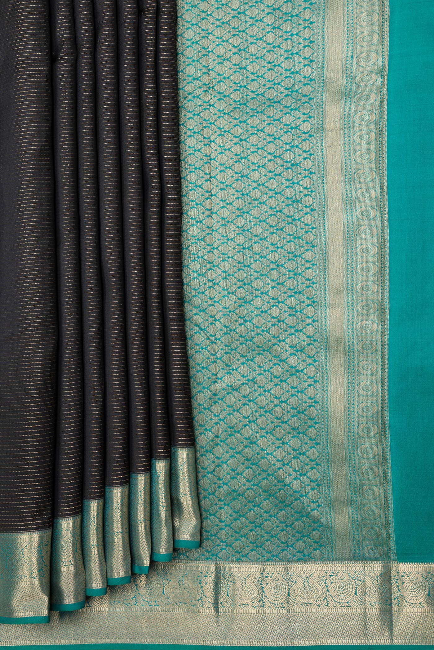 Black Kanchipuram Silk Saree - Image 4