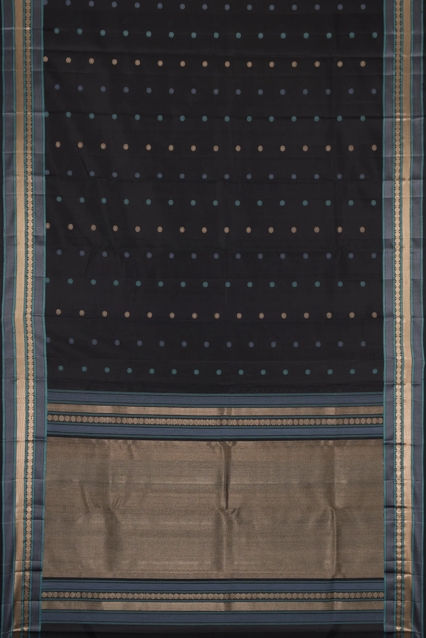 Black Kanchipuram Silk Saree - Image 6