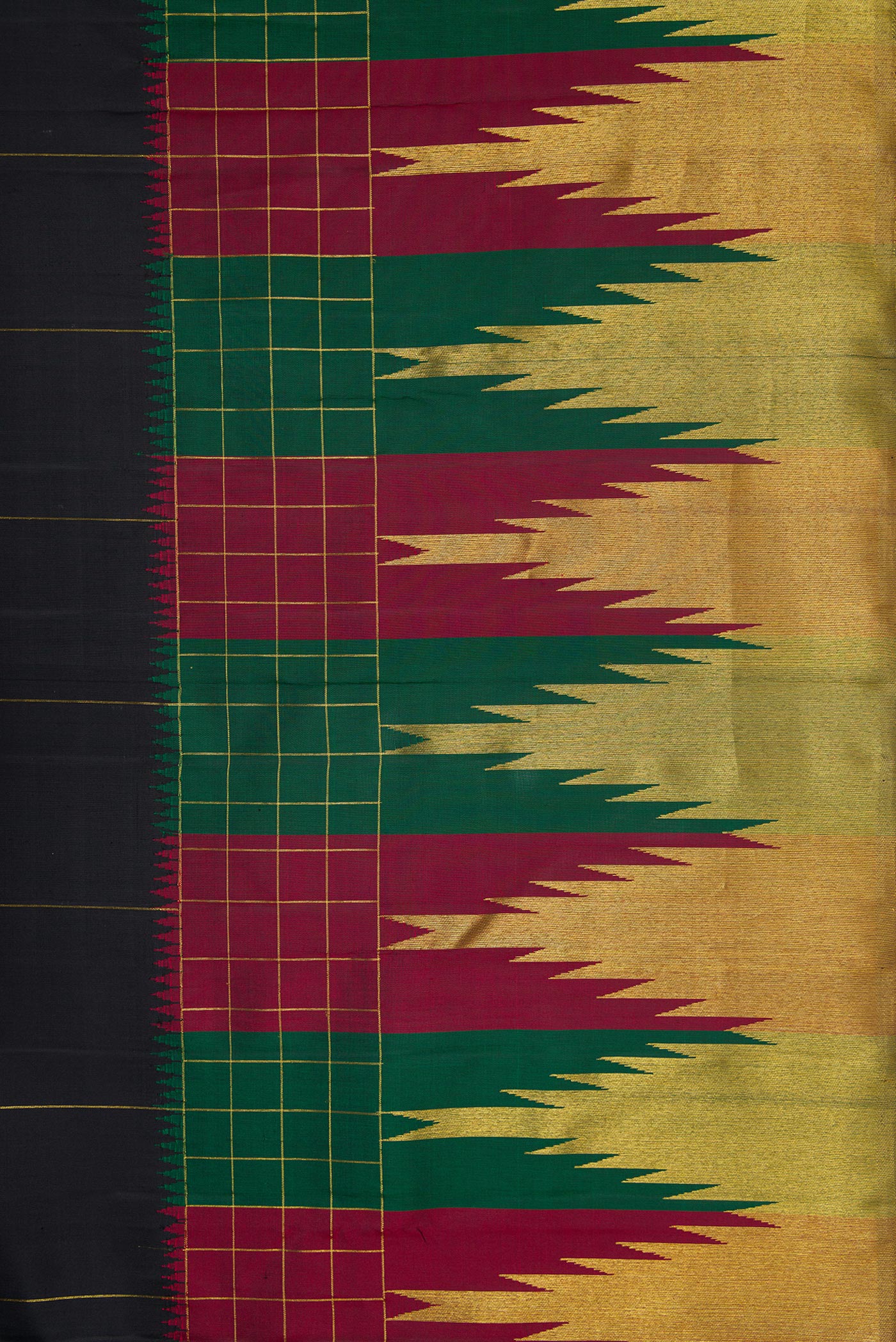 Black Kanchipuram Silk Saree - Image 3