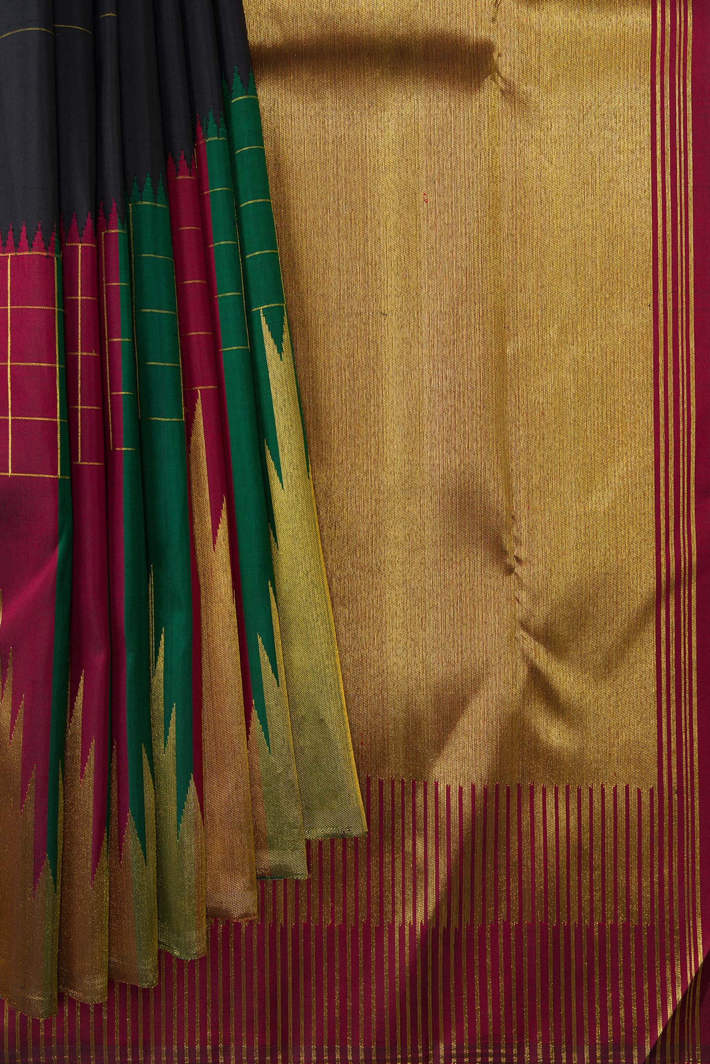 Black Kanchipuram Silk Saree - Image 4