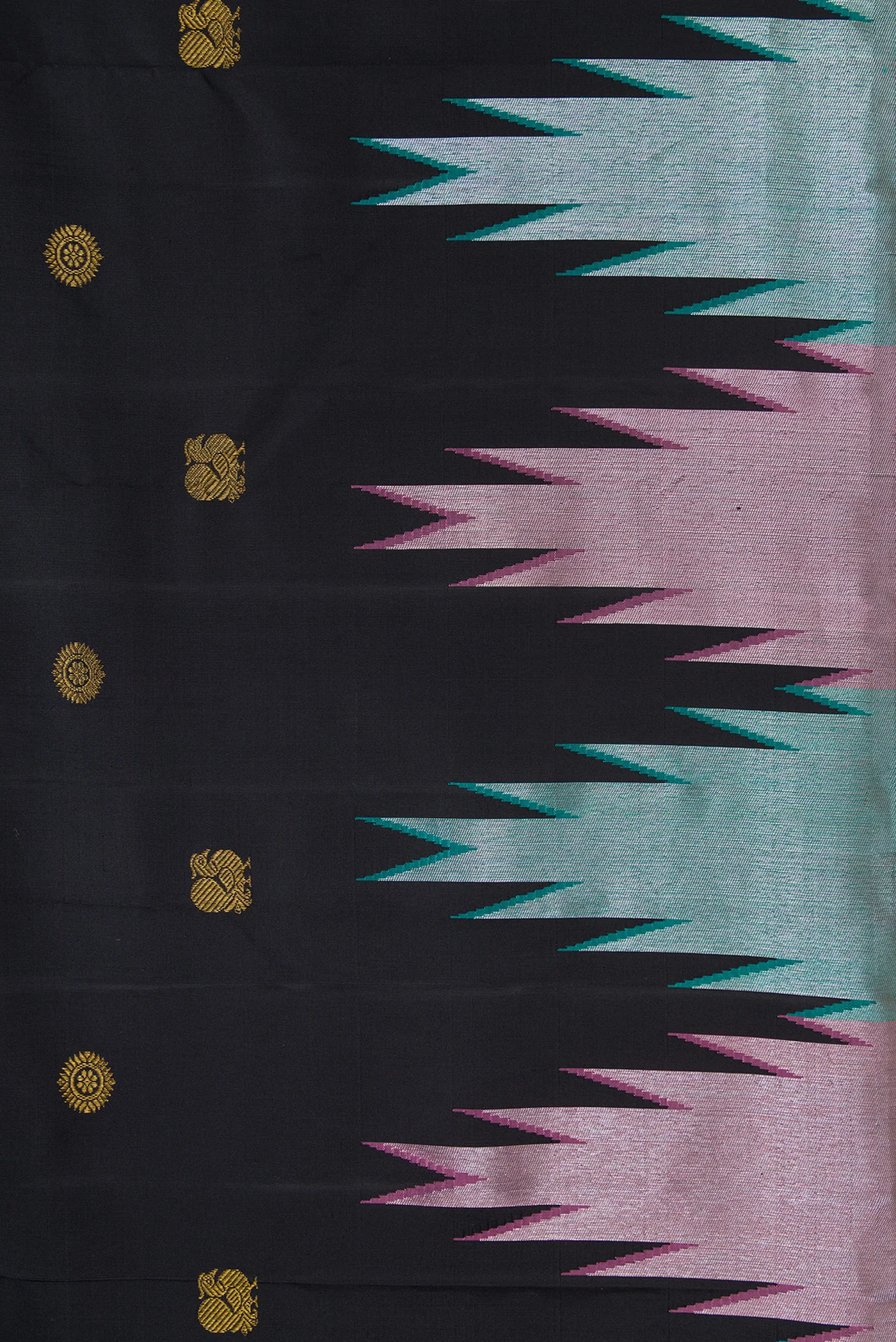 Pure Silk Pure Zari Black Kanchipuram Saree - Image 3