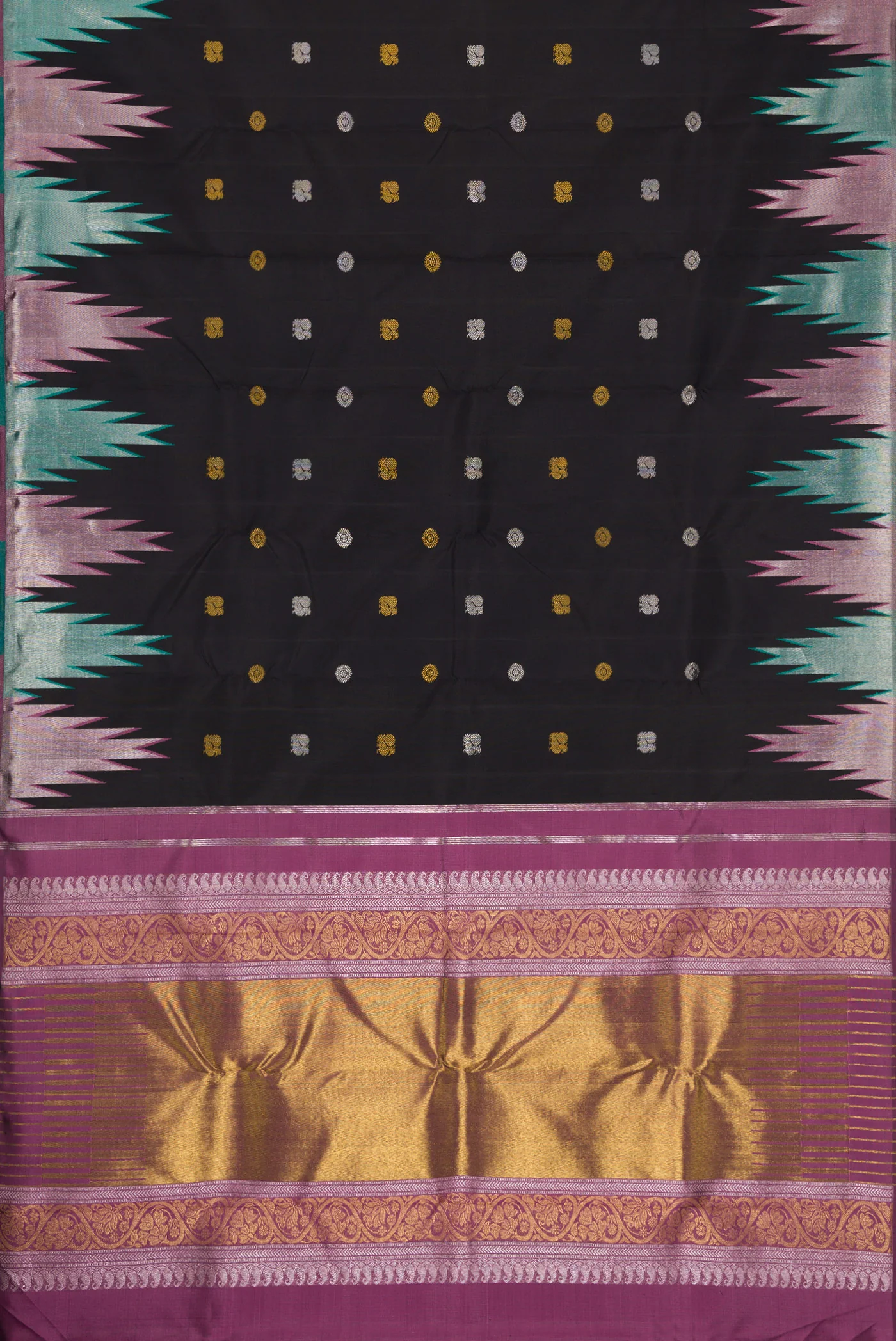 Pure Silk Pure Zari Black Kanchipuram Saree - Image 6