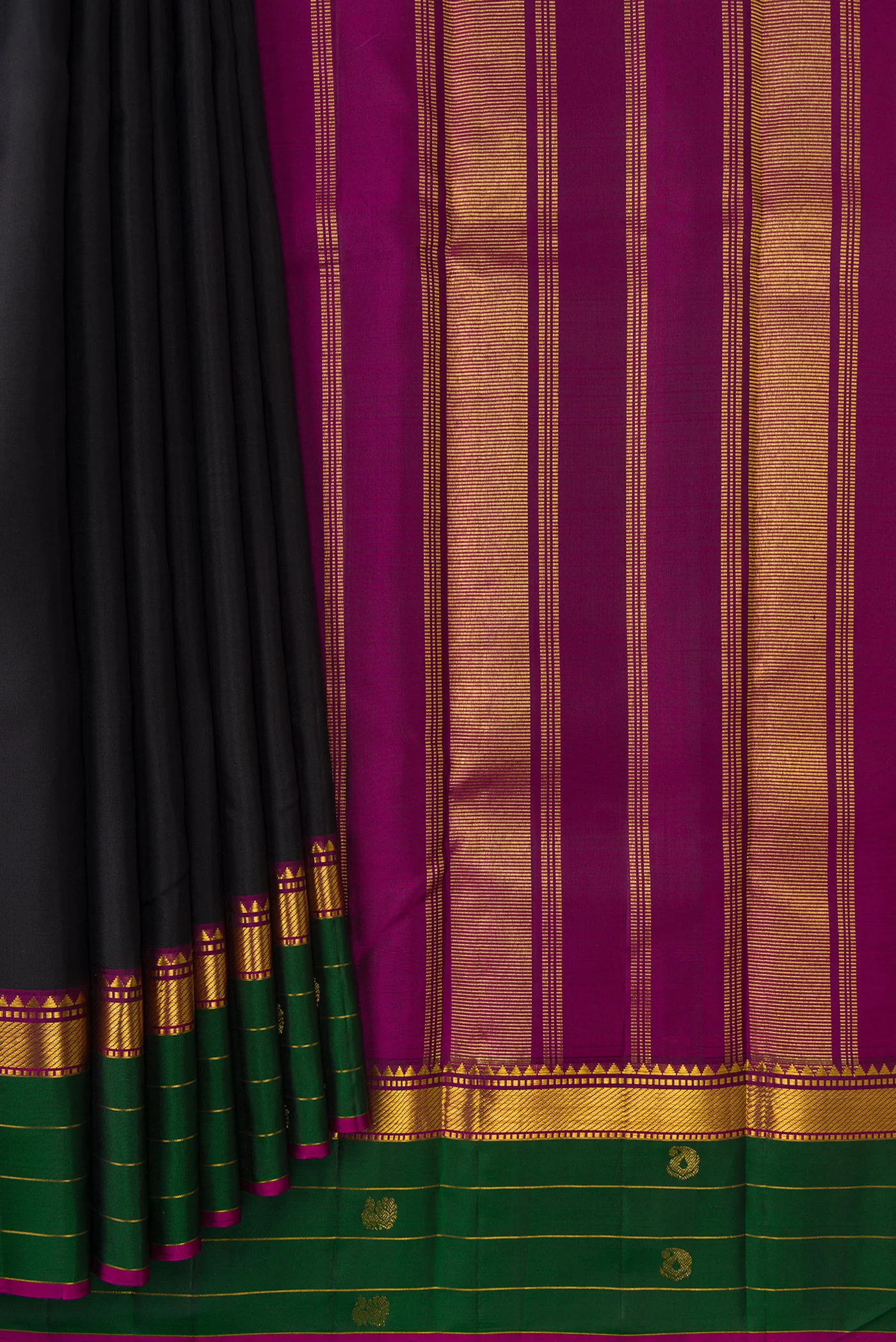 Black Kanchipuram Silk Saree - Image 4