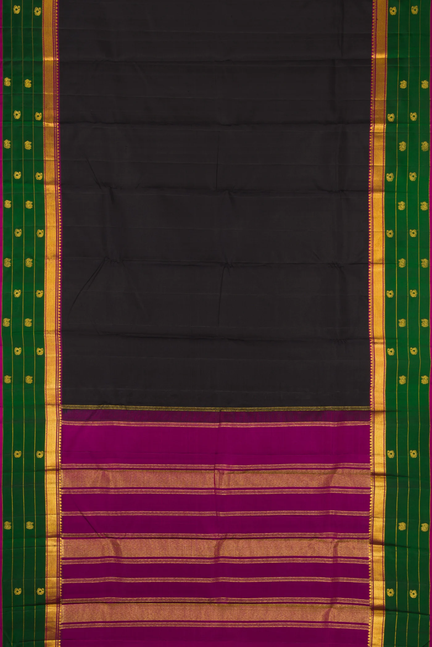 Black Kanchipuram Silk Saree - Image 6